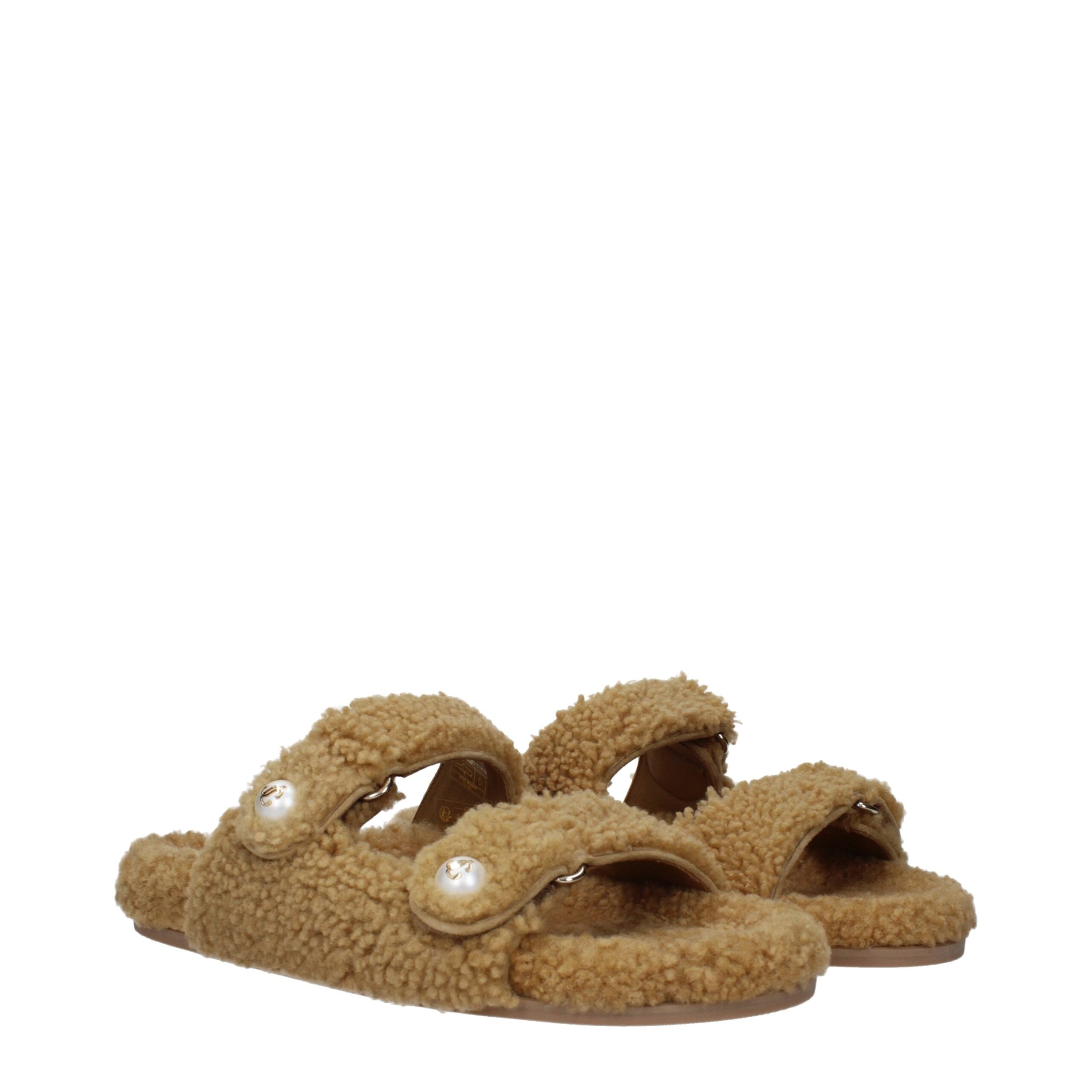 Jimmy Choo Brown Fabric Slippers