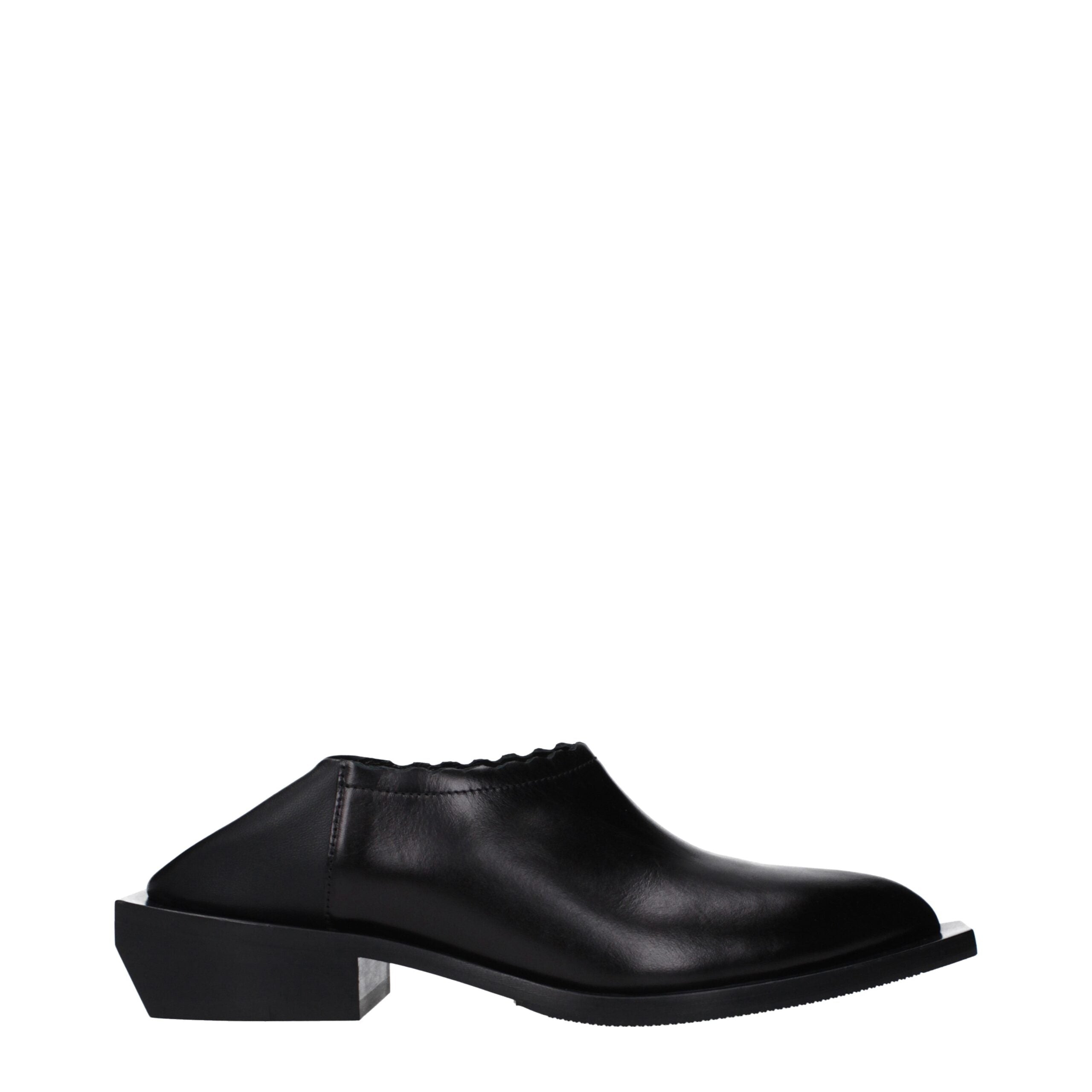 Moschino Black Leather Mules