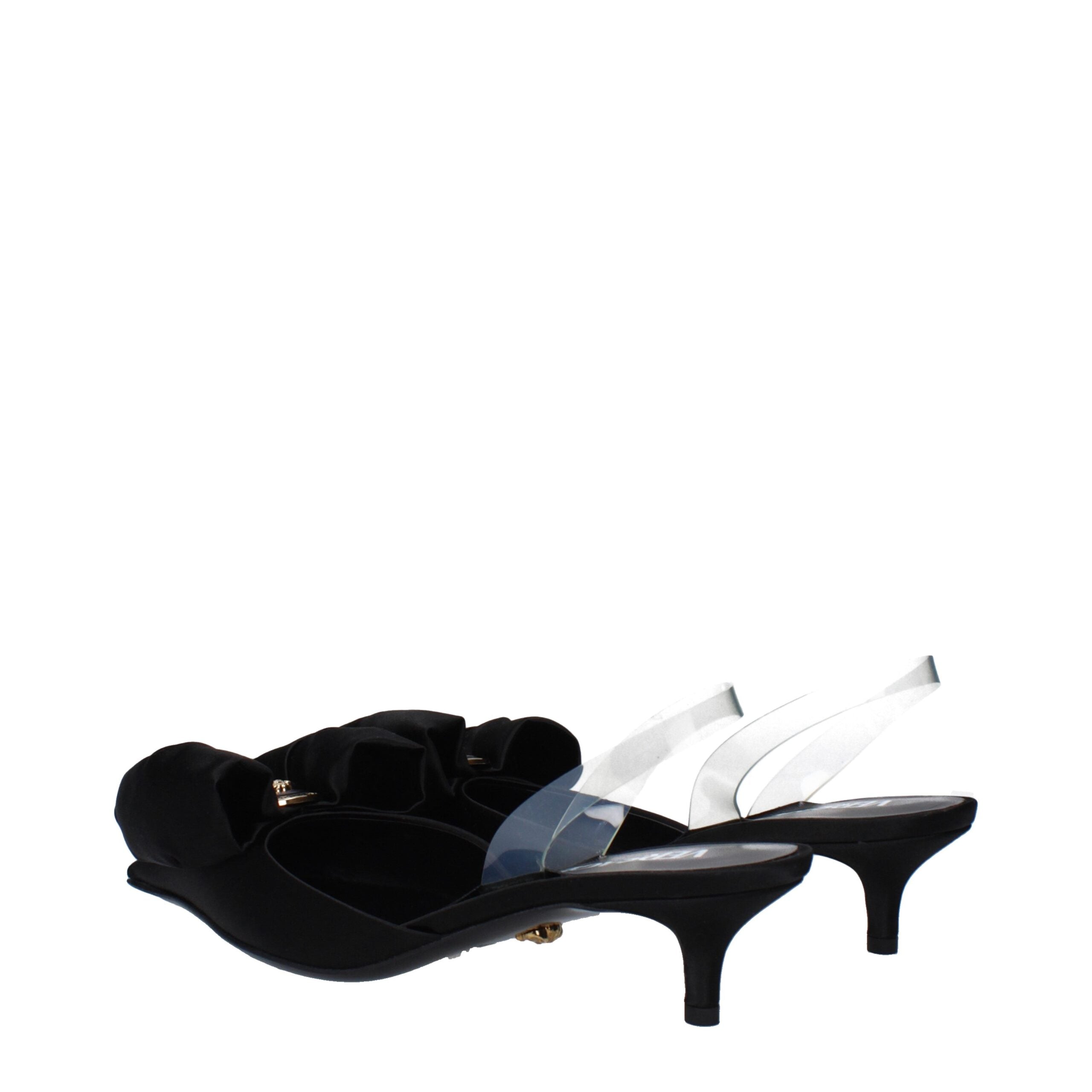 Versace Black Satin Flat Sandals