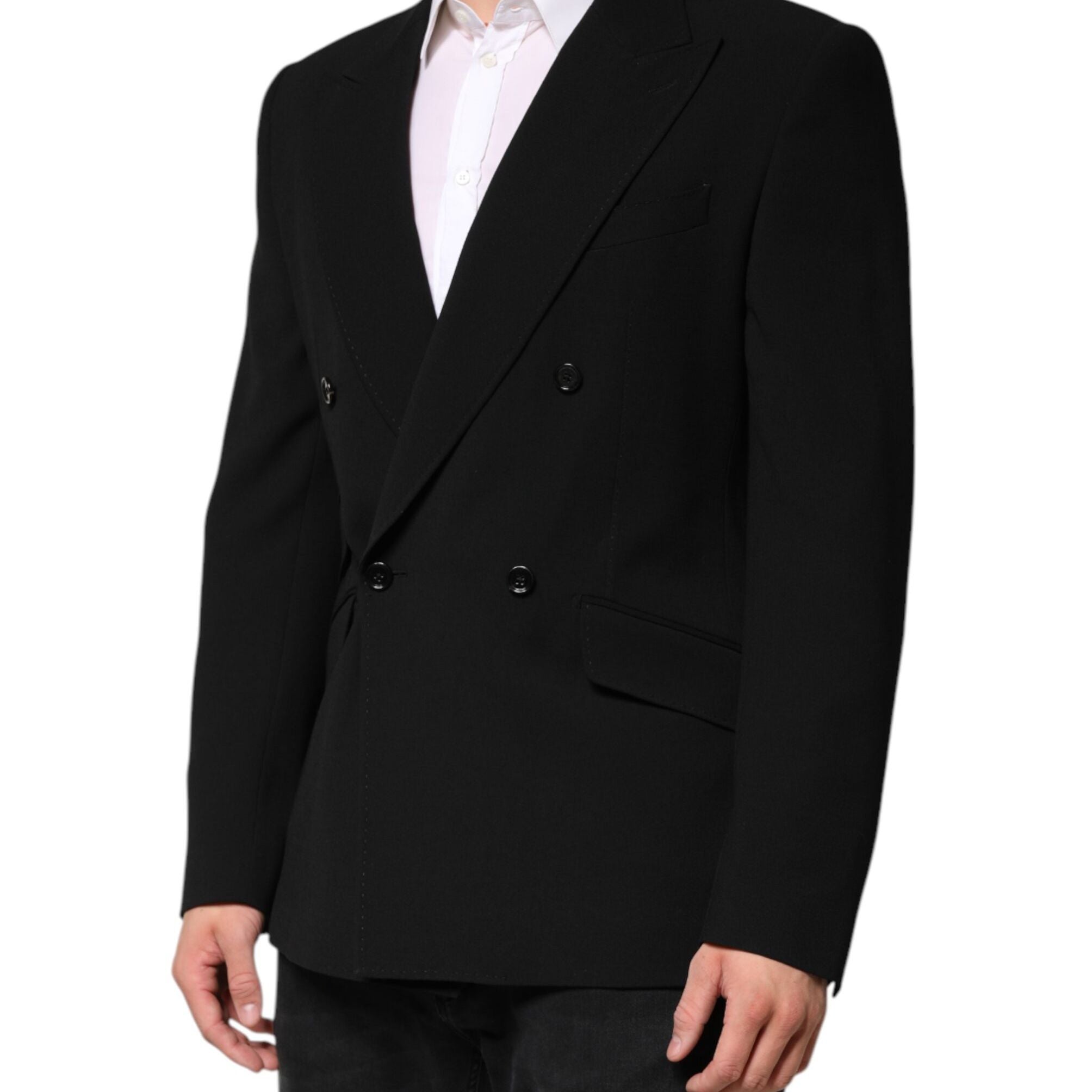 Dolce & Gabbana Black SICILIA Double Breasted Coat Blazer