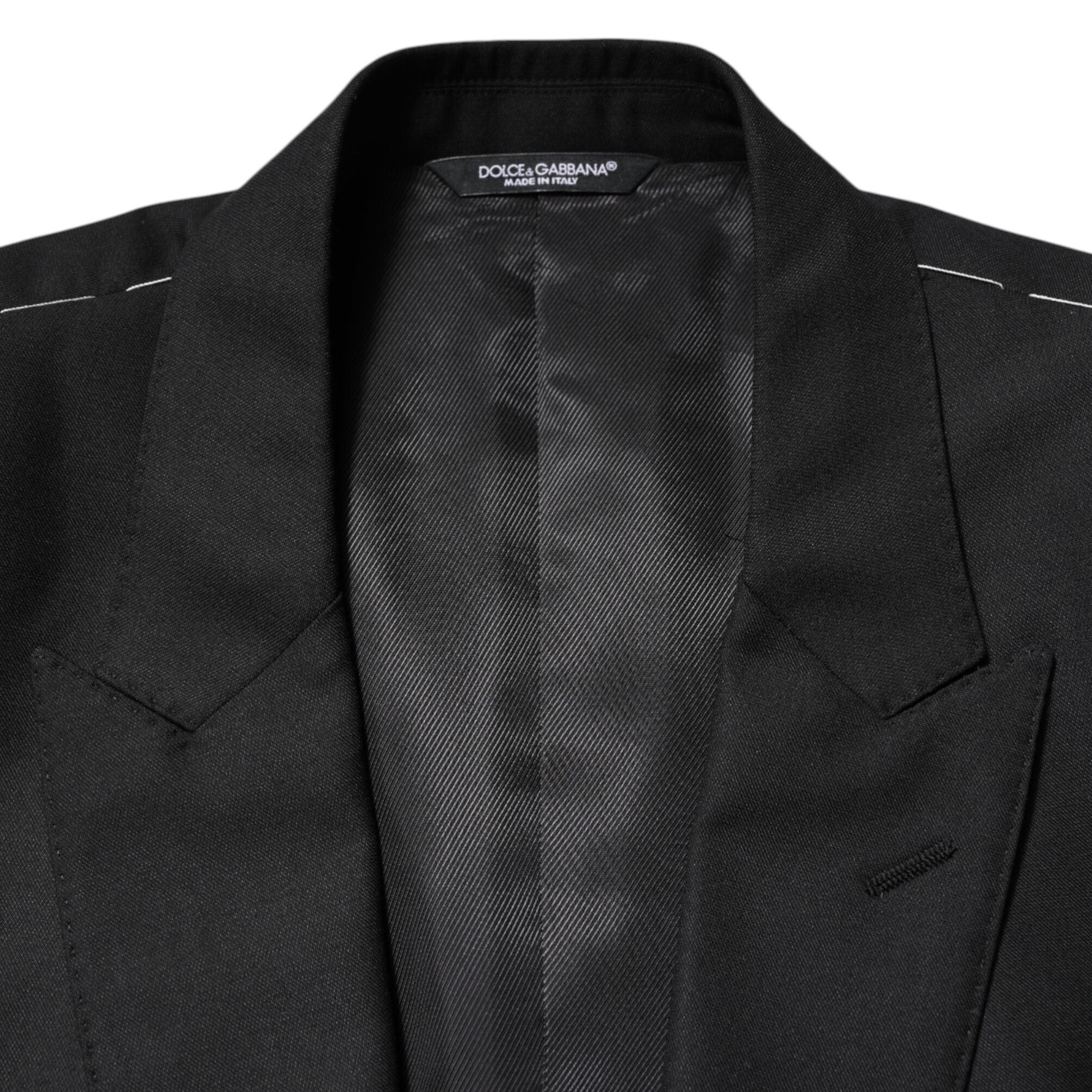 Dolce & Gabbana Black Wool Single Breasted Jacket Blazer