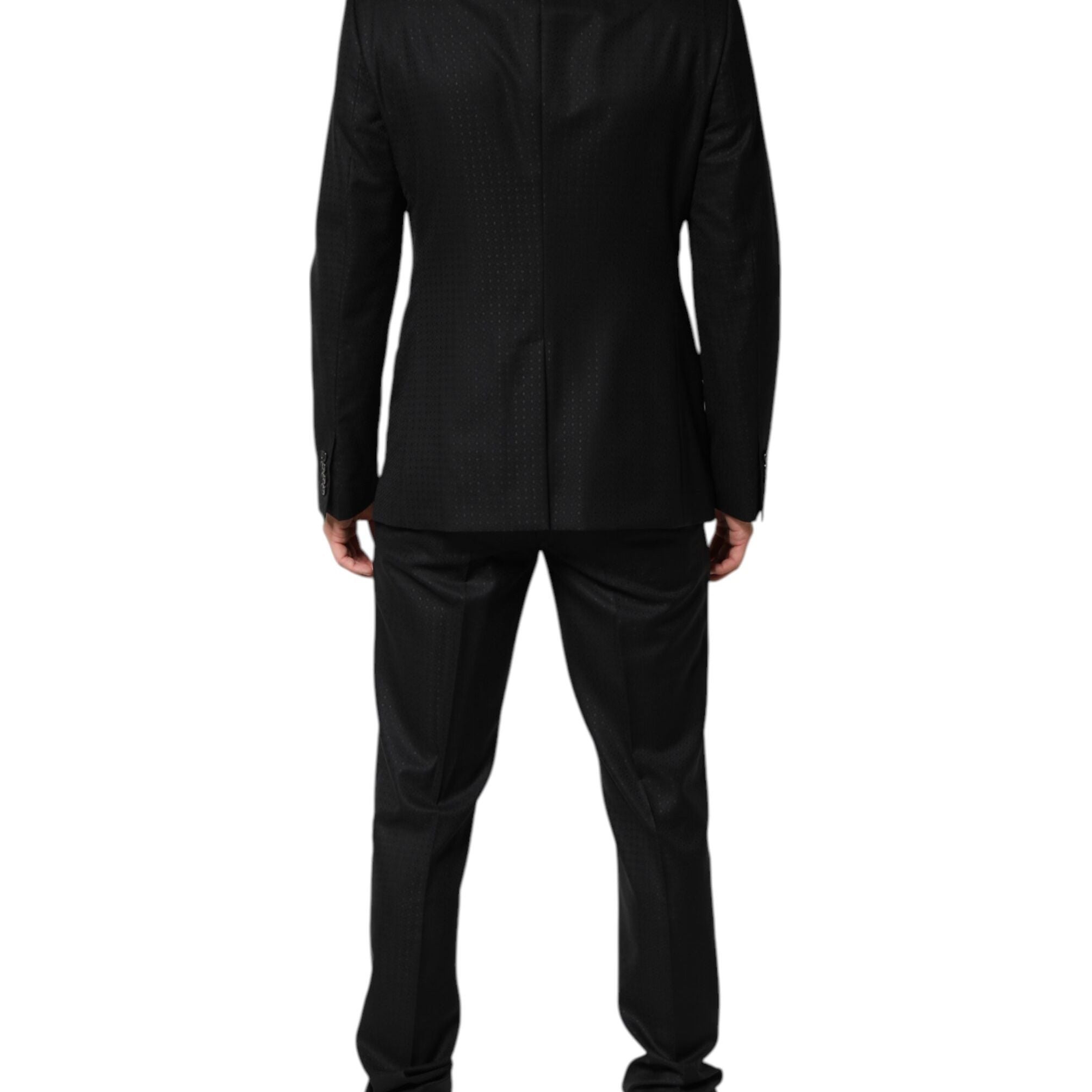 Dolce & Gabbana Black Jacquard Single Breasted 2 Piece Suit