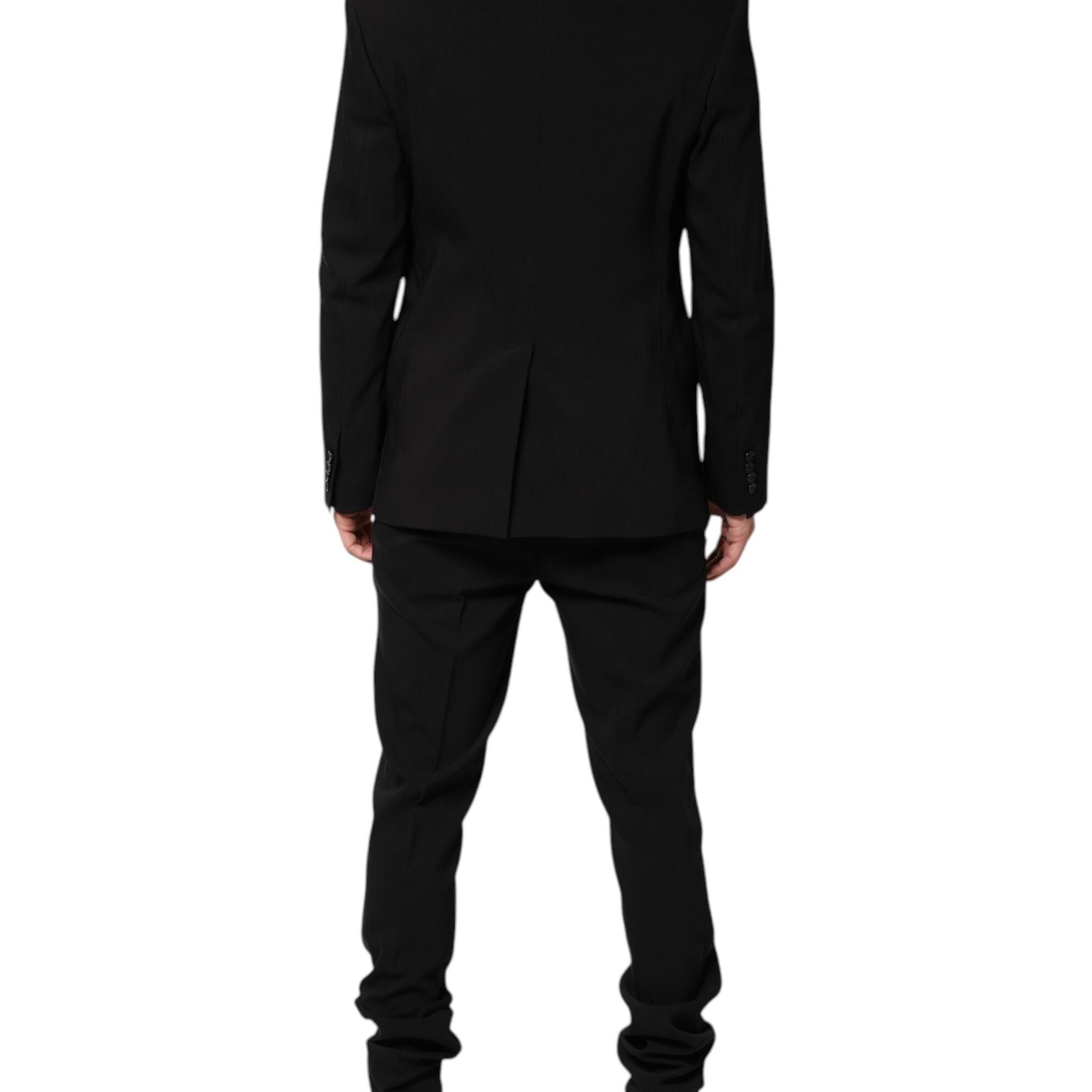 Dolce & Gabbana Black Cotton Single Breasted 2 Piece Suit