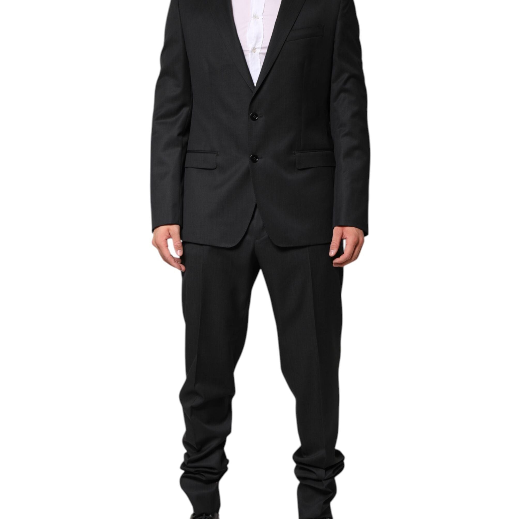 Dolce & Gabbana Dark Gray Wool Single Breasted 2 Piece Suit