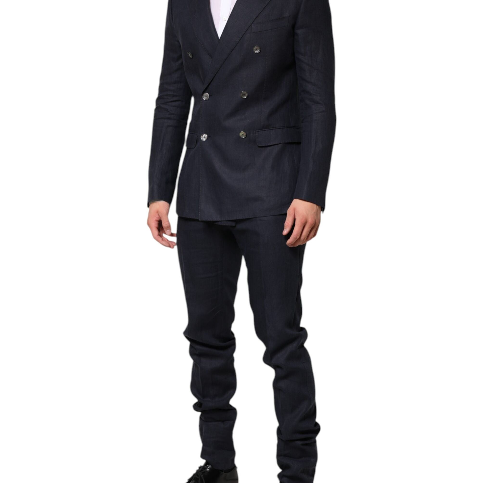 Dolce & Gabbana Dark Blue Double Breasted 2 Piece Suit