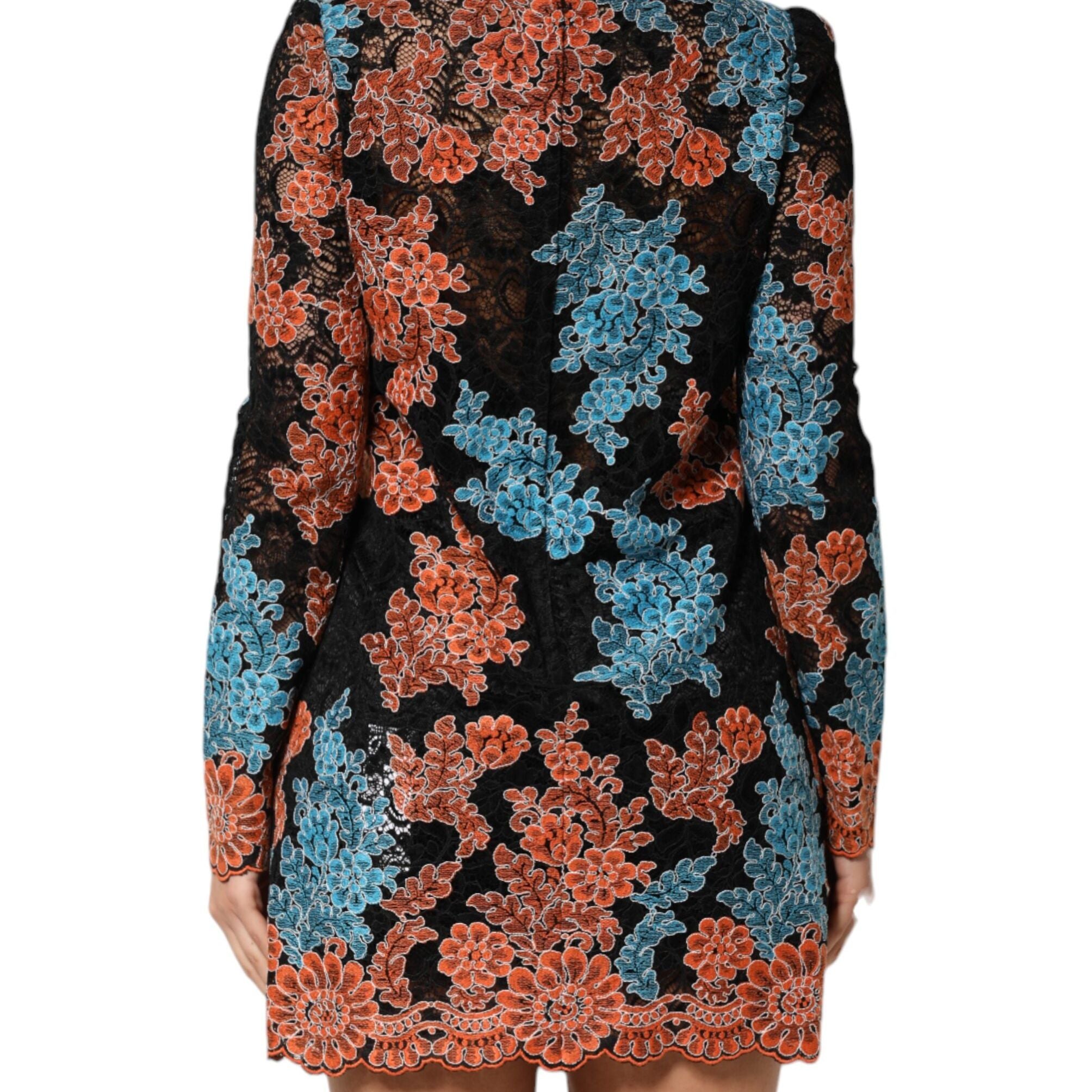Dolce & Gabbana Multicolor Floral Embroidery Shift Mini Dress