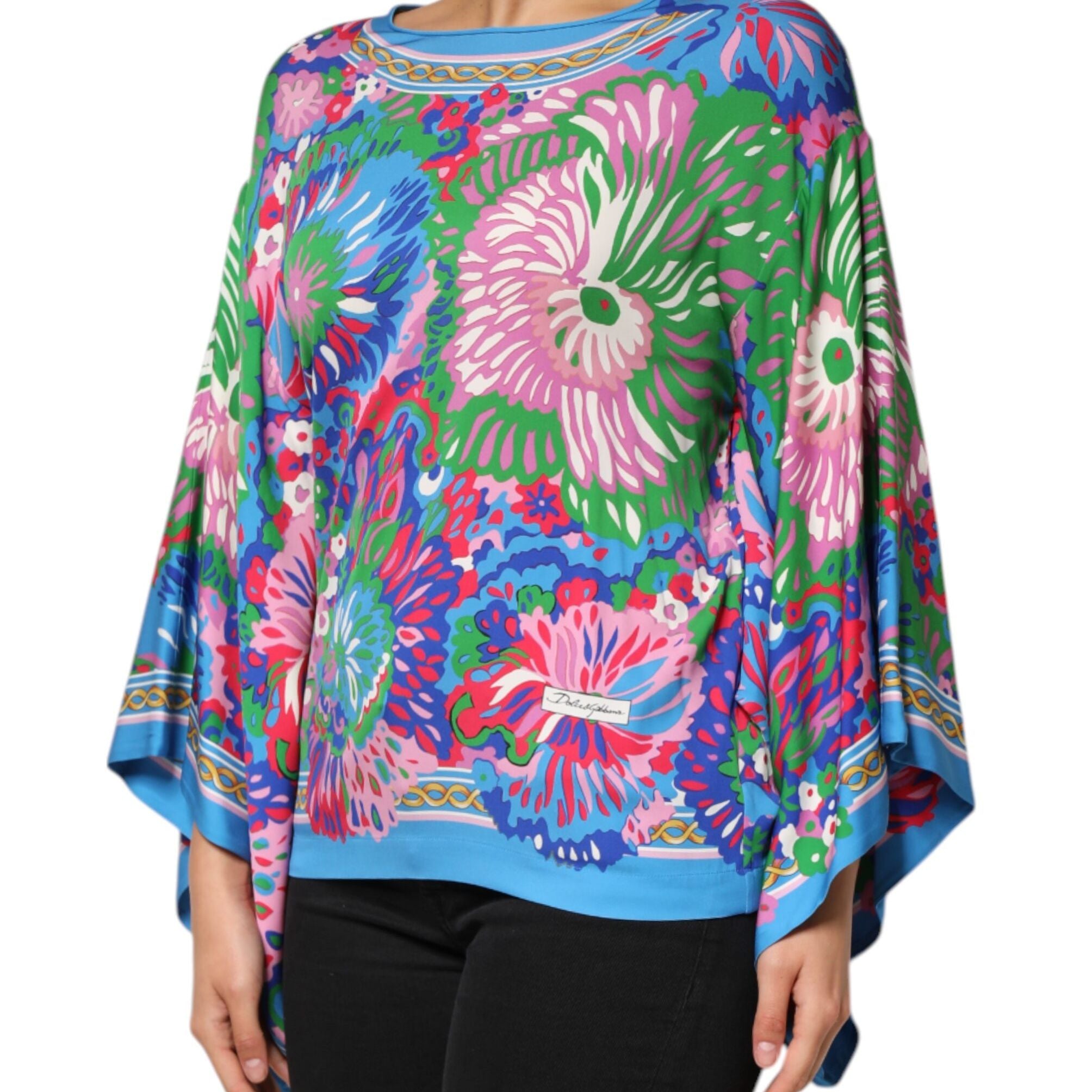 Dolce & Gabbana Multicolor Floral Printed Tunic Blouse Top