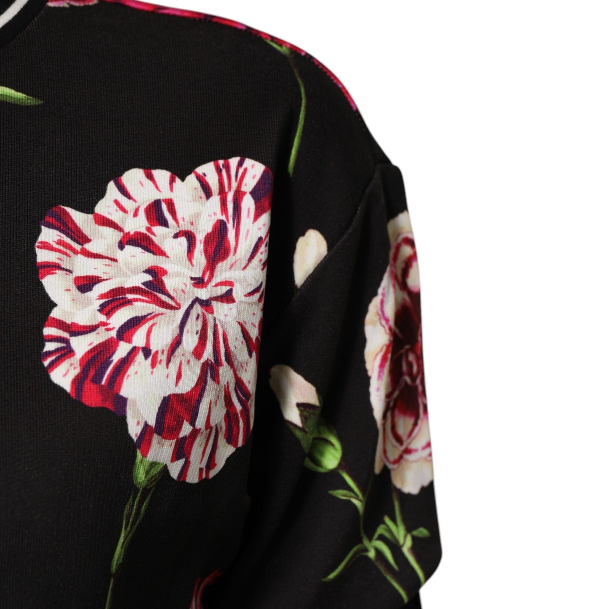 Dolce & Gabbana Black Floral Print Cotton Short Sleeves Top