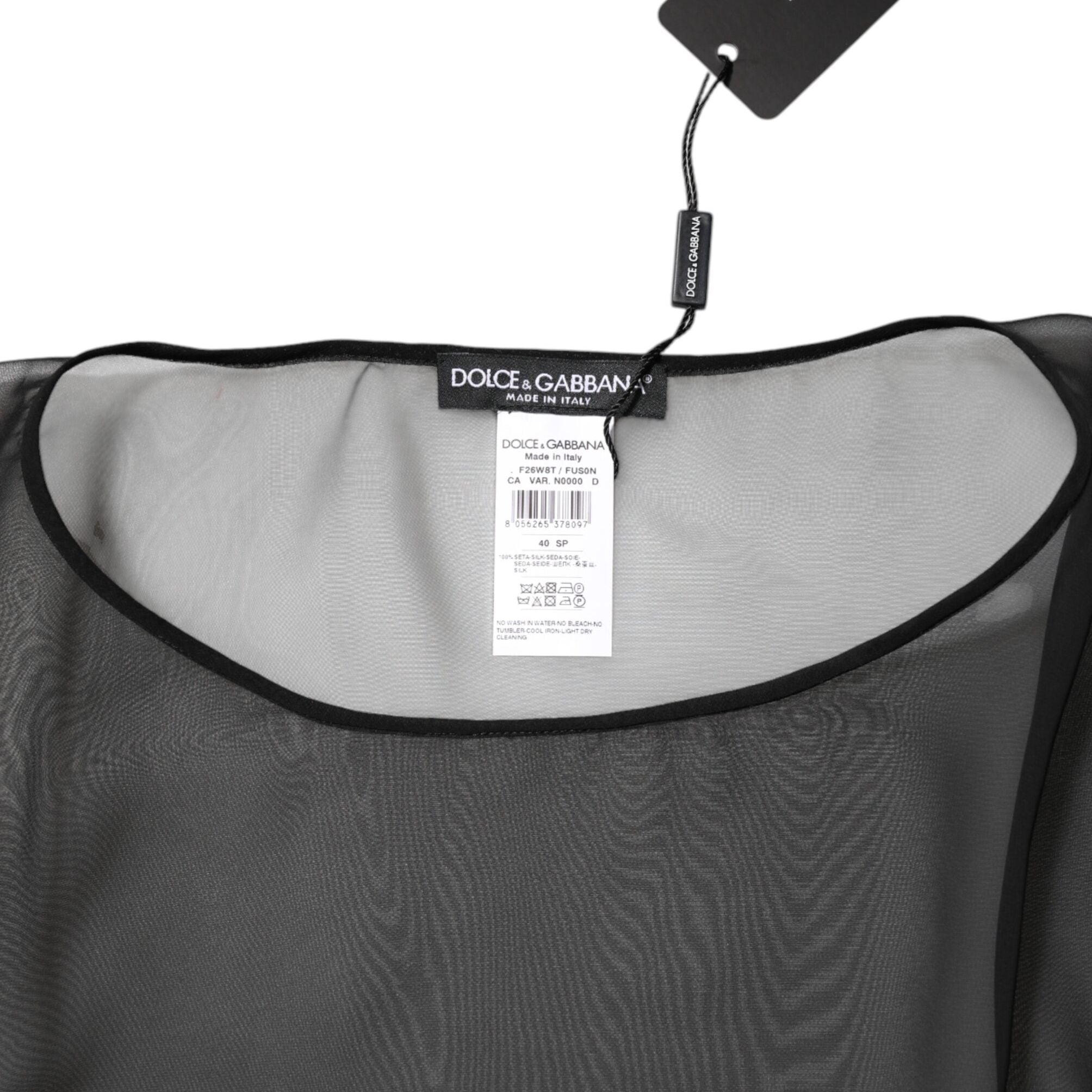 Dolce & Gabbana Black See Through Silk Chiffon Lace Blouse Top