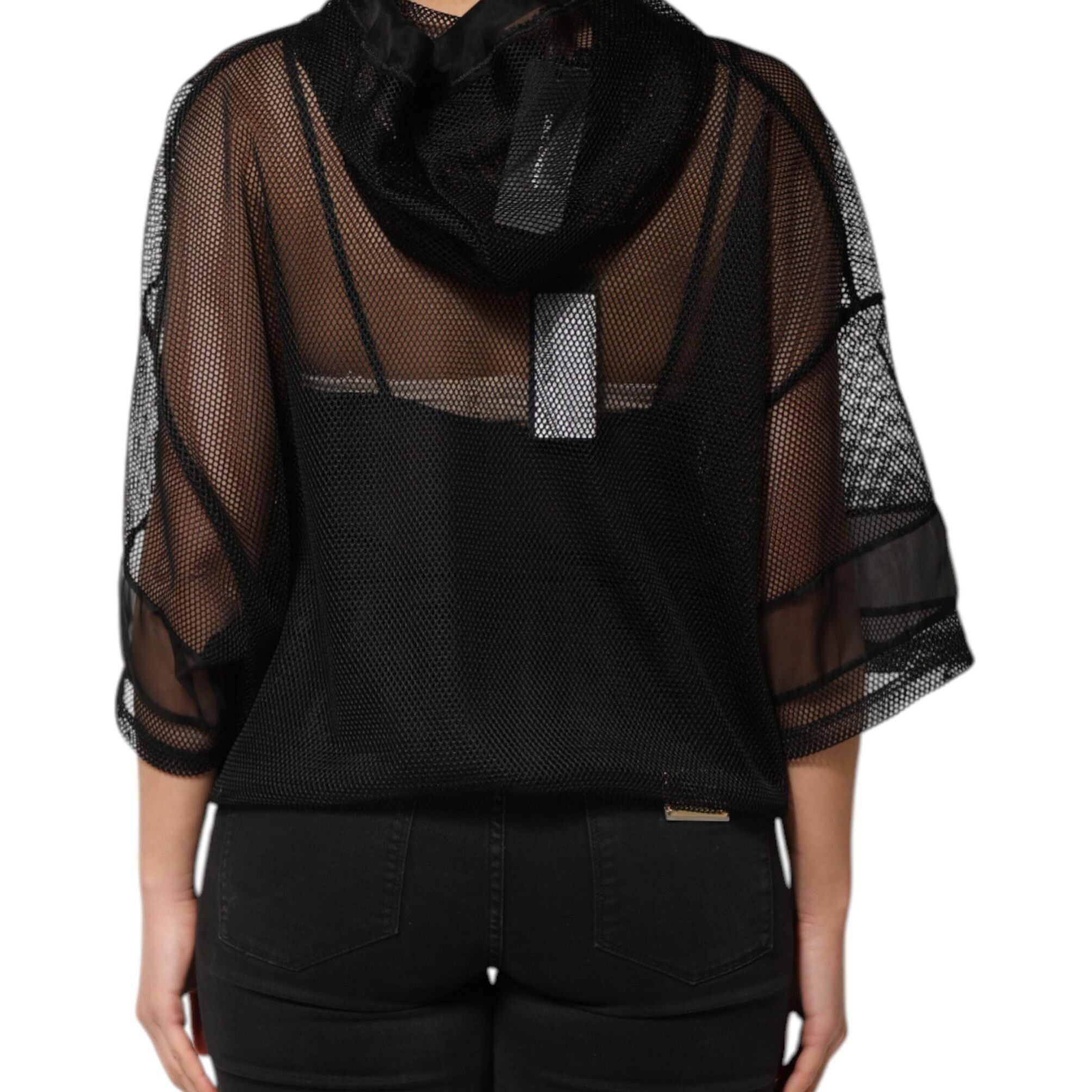 Dolce & Gabbana Black See Through Hooded Pullover Sweater