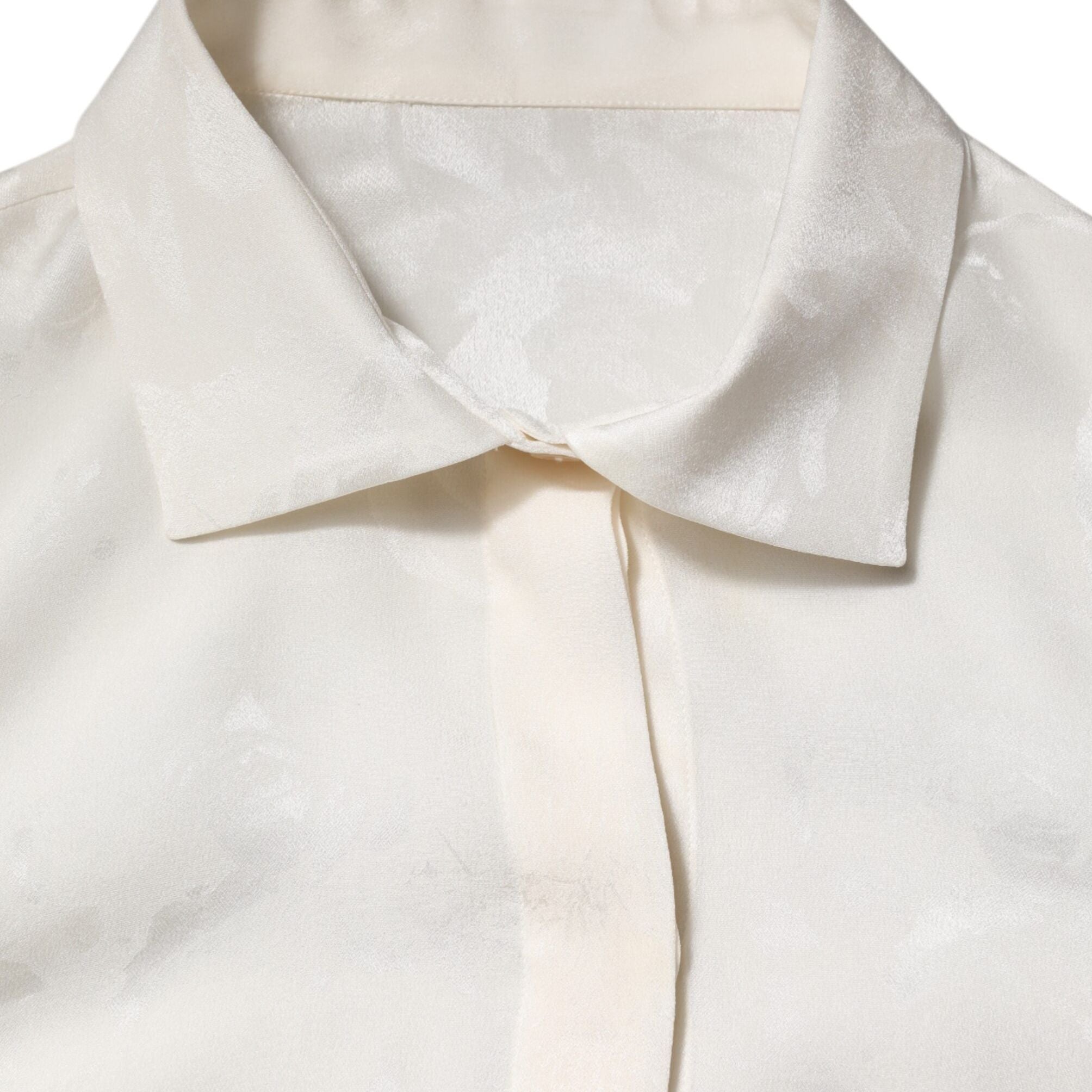Dolce & Gabbana White Silk Long Sleeves Collared Shirt Top