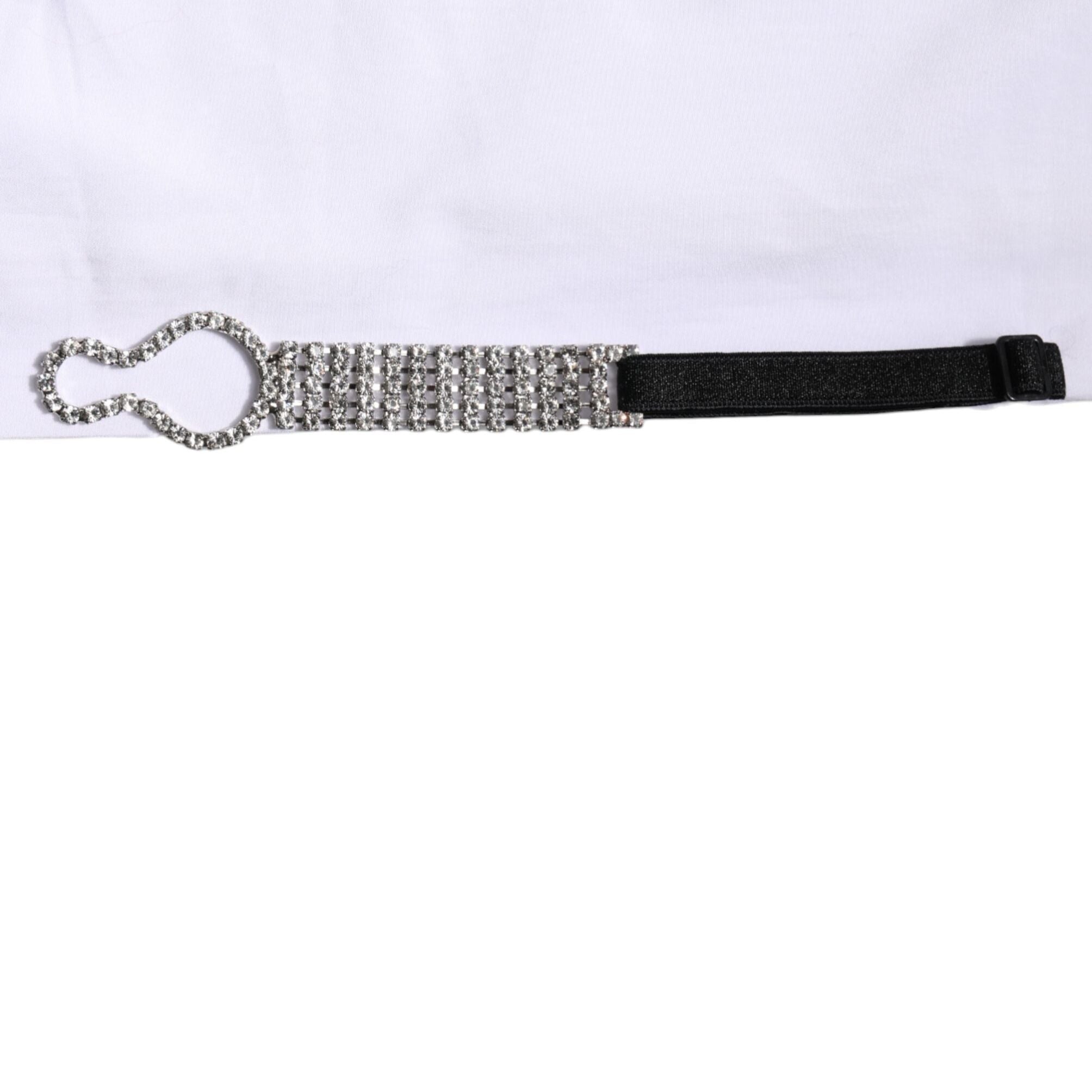 Dolce & Gabbana White Crystal Embellished Collared Shirt Top