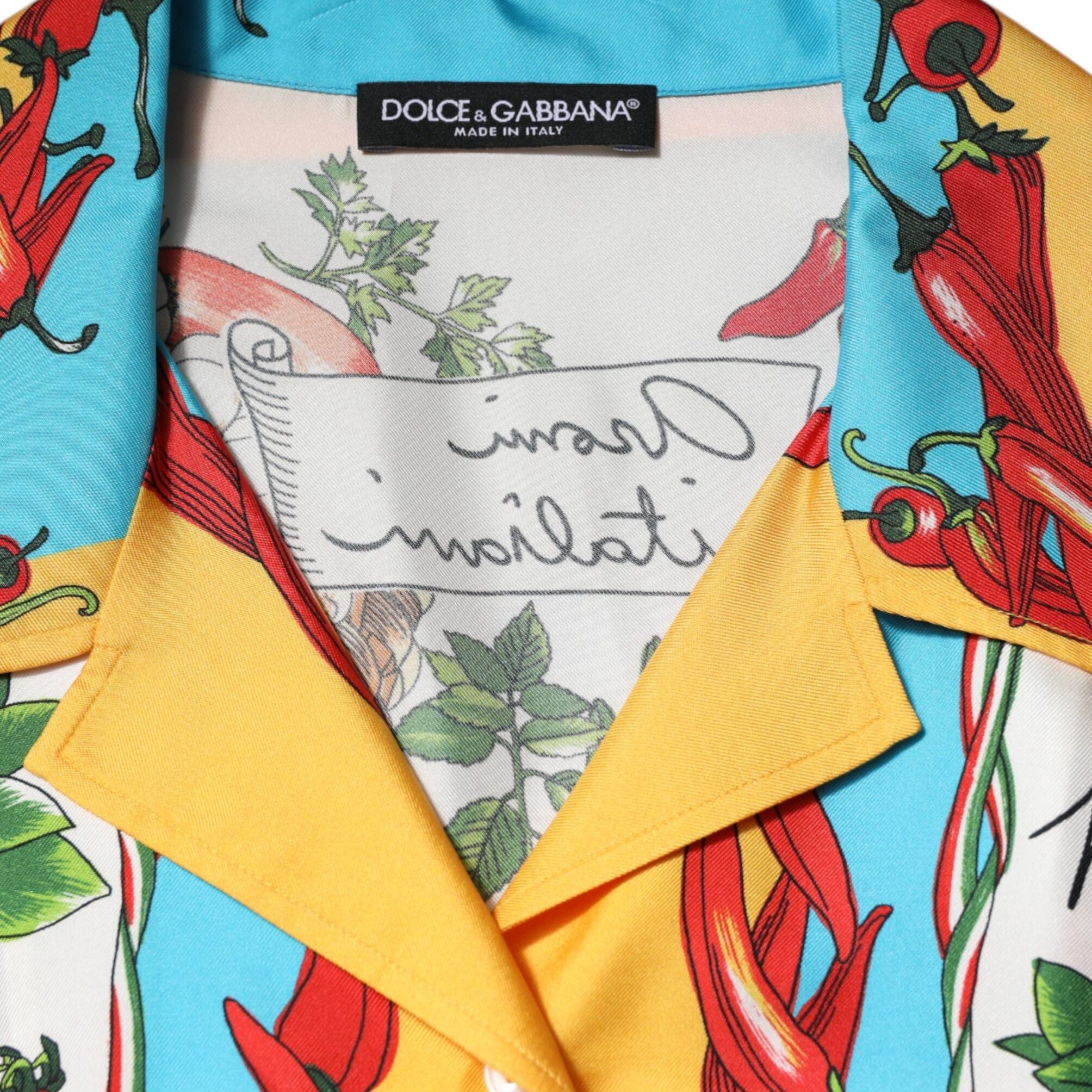 Dolce & Gabbana Multicolor Chili Silk Cropped Blouse Top