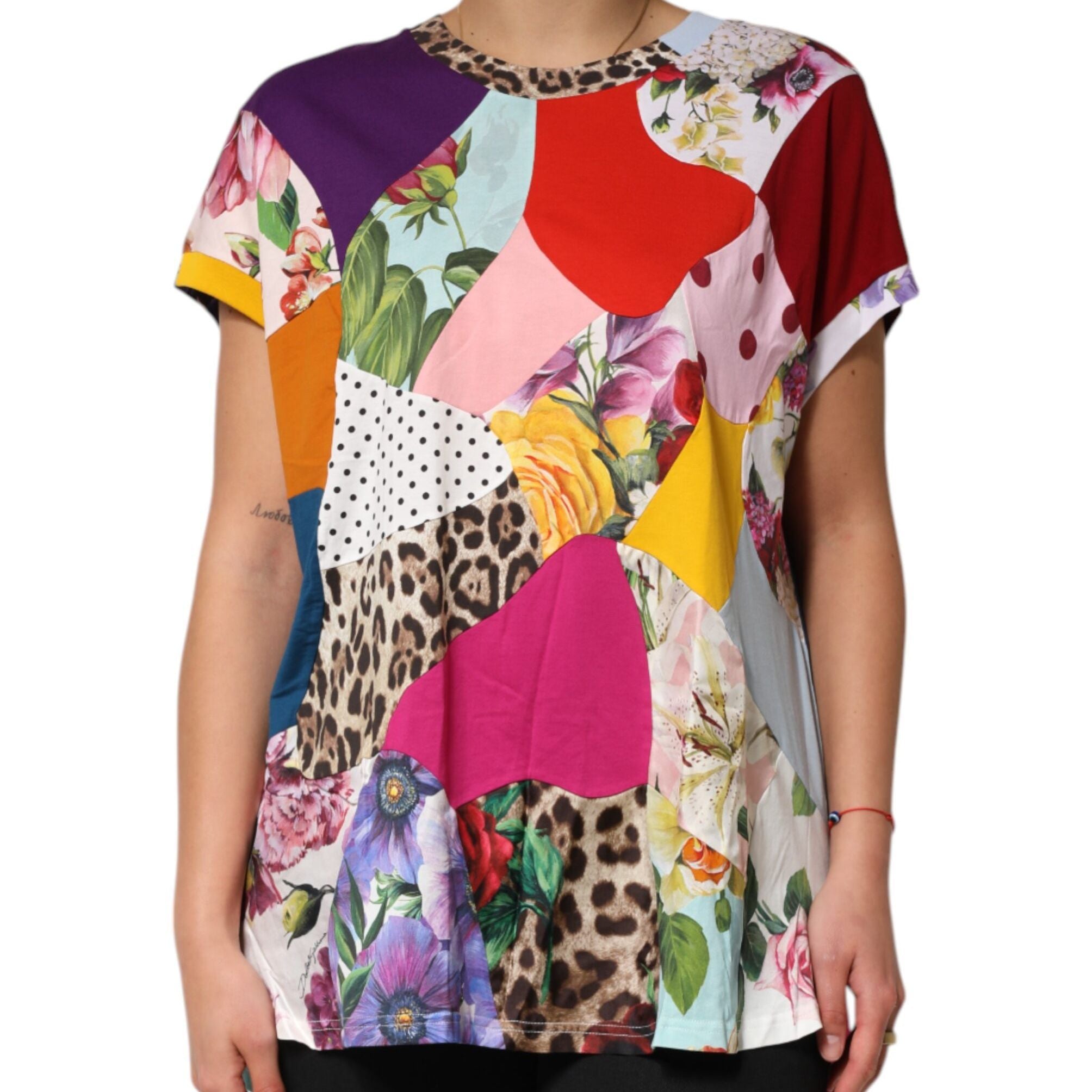Dolce & Gabbana Multicolor Patchwork Cotton Silk Blouse Top