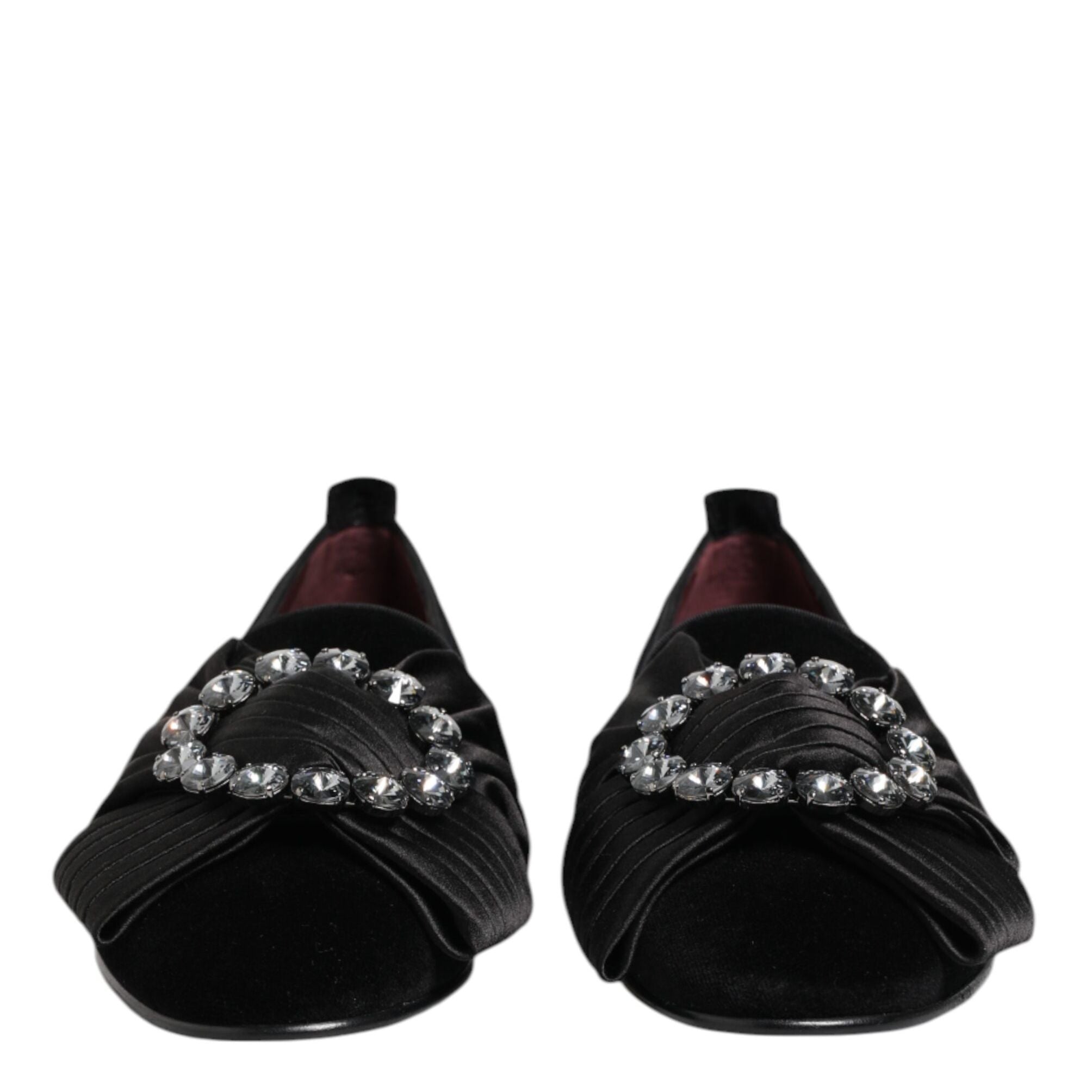 Dolce & Gabbana Black VATICANO Crystal Ribbon Slip On Shoes