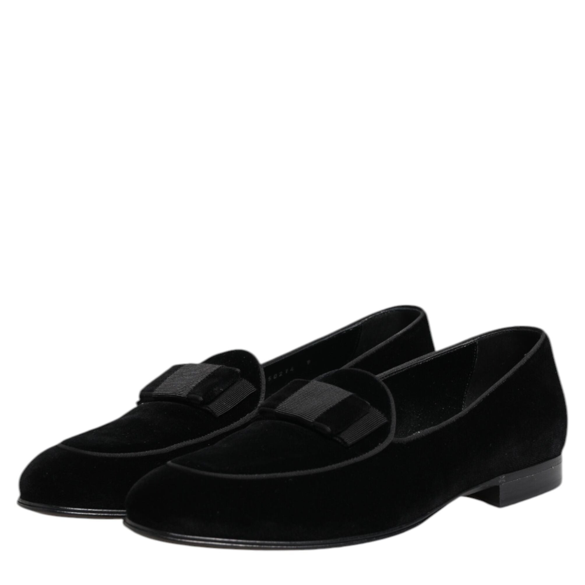Dolce & Gabbana Black Velvet Loafers Formal Men Dress Shoes