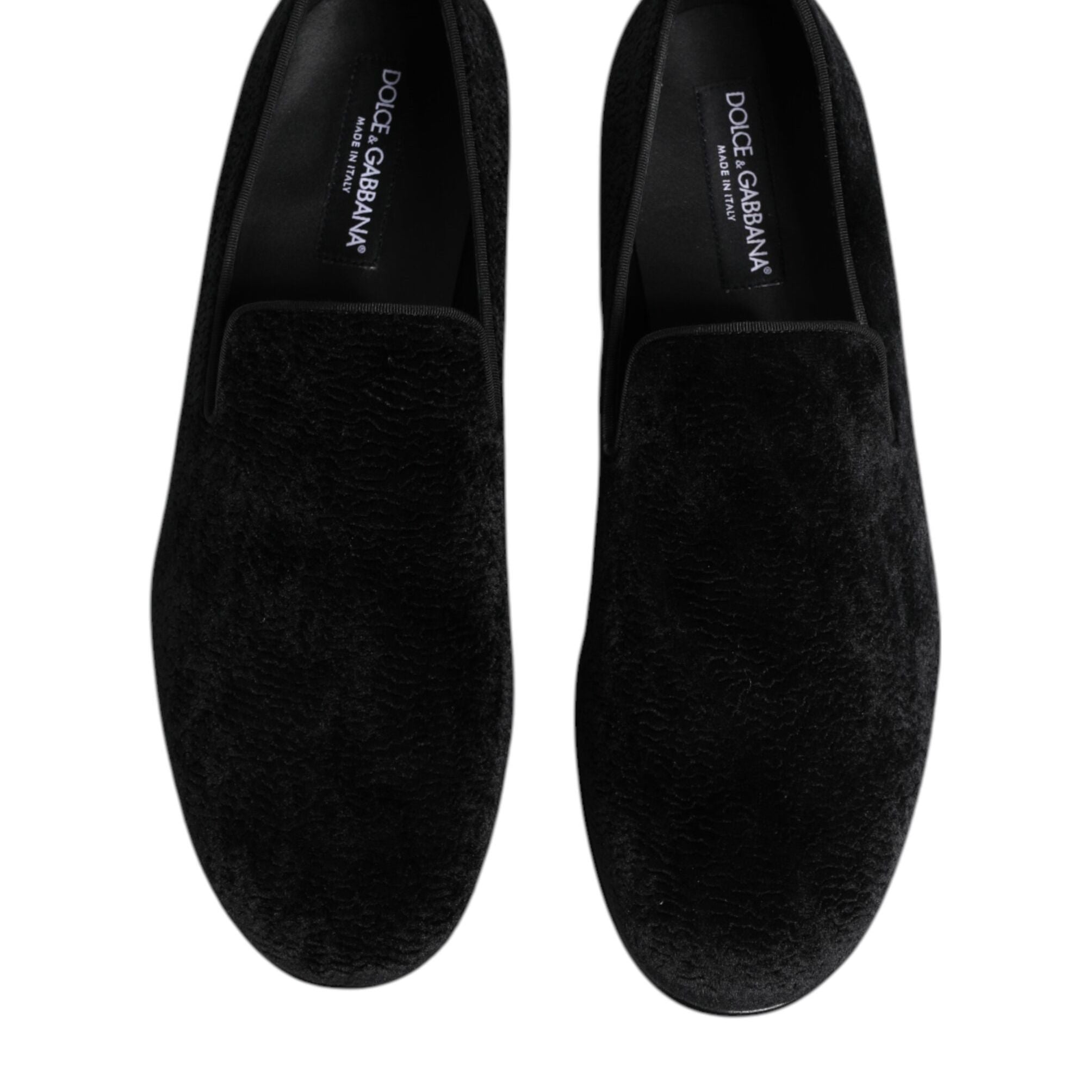 Dolce & Gabbana Black Jacquard Loafers Formal Men Dress Shoes