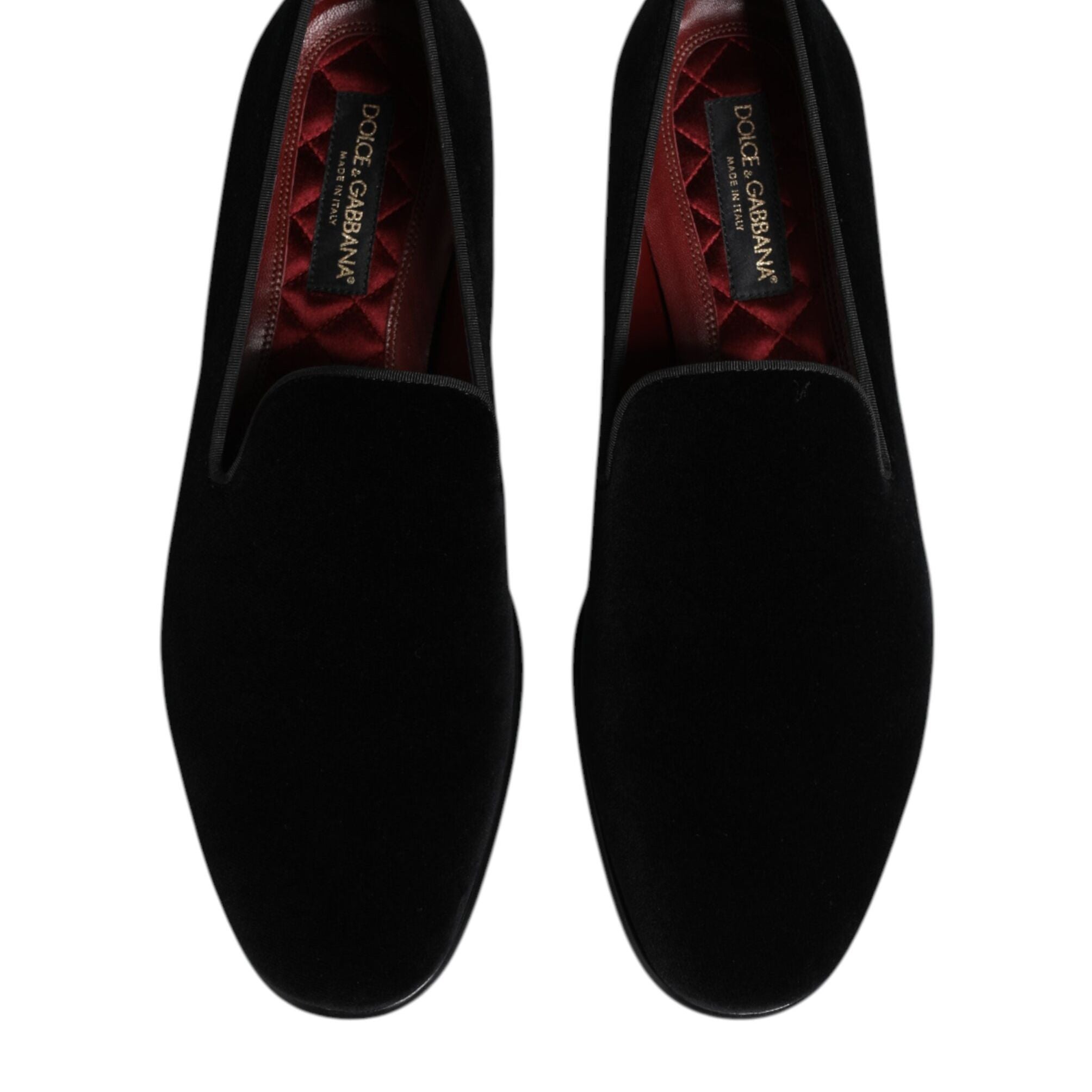 Dolce & Gabbana Black Velvet Slip On Loafers Men Formal Shoes