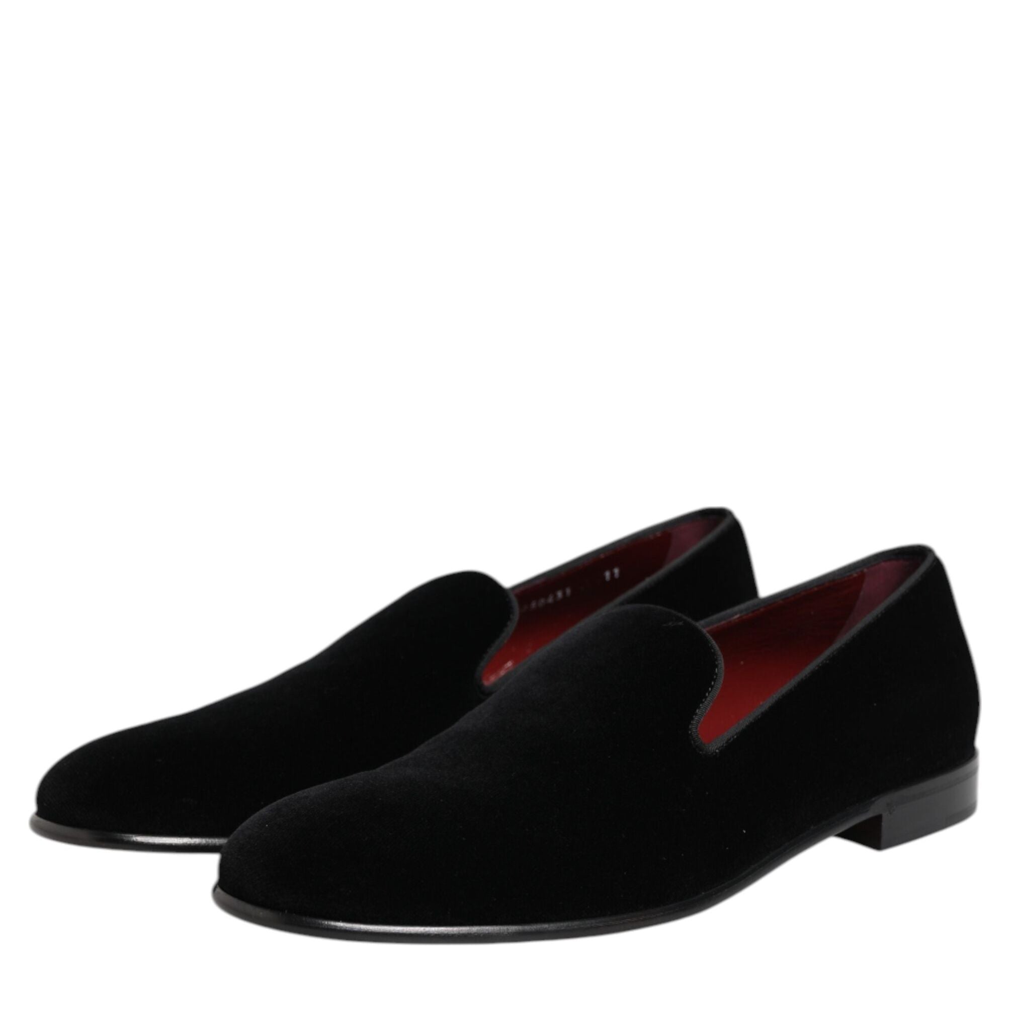 Dolce & Gabbana Black Velvet Slip On Loafers Men Formal Shoes