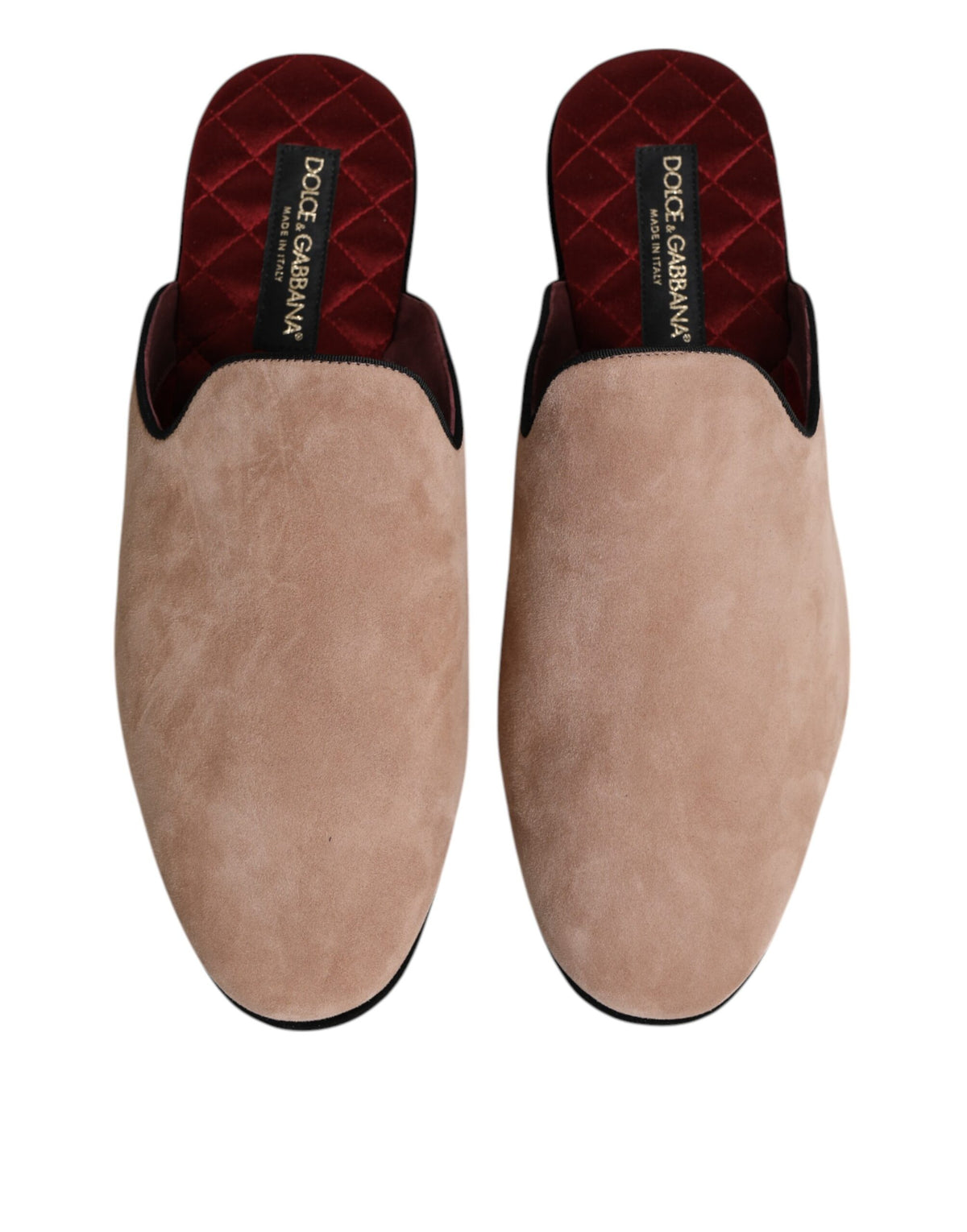 Dolce & Gabbana Beige Suede Leather Slides Flat Slipper Shoes