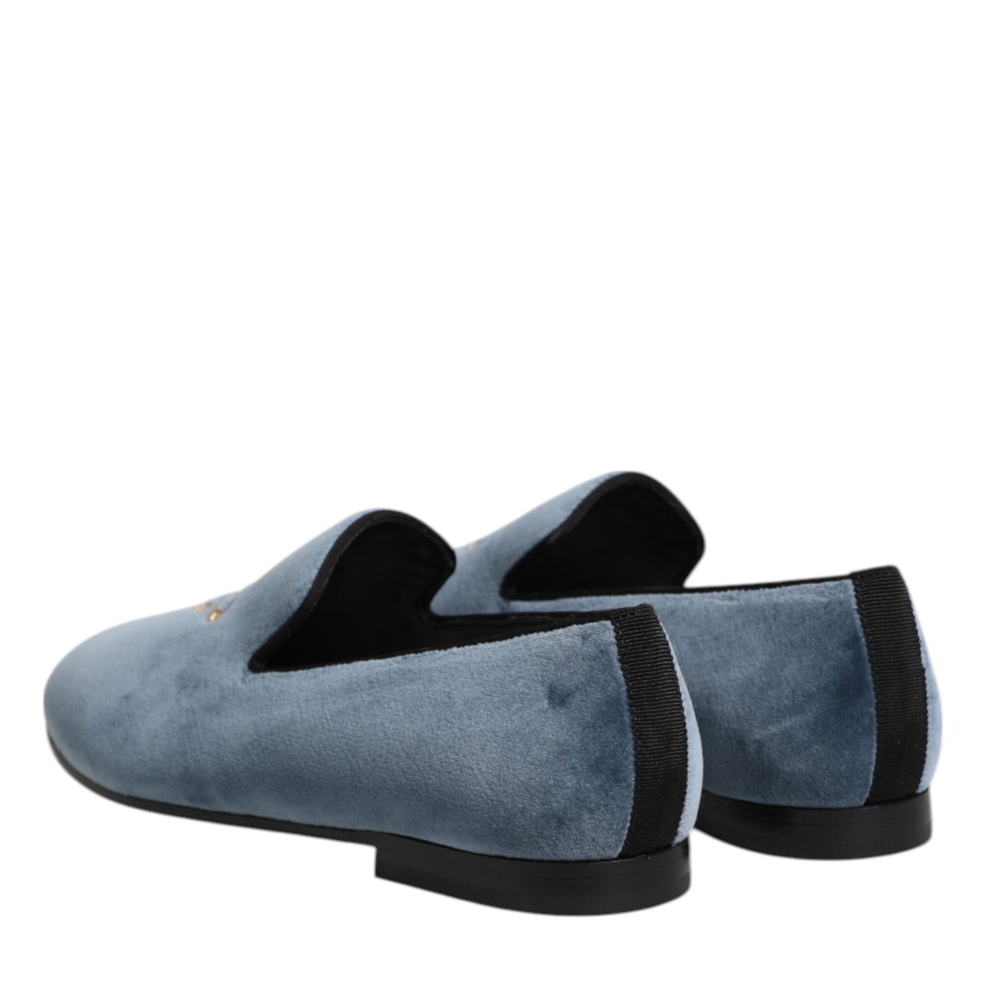 Dolce & Gabbana Blue Velvet DG Logo Loafers Formal Shoes