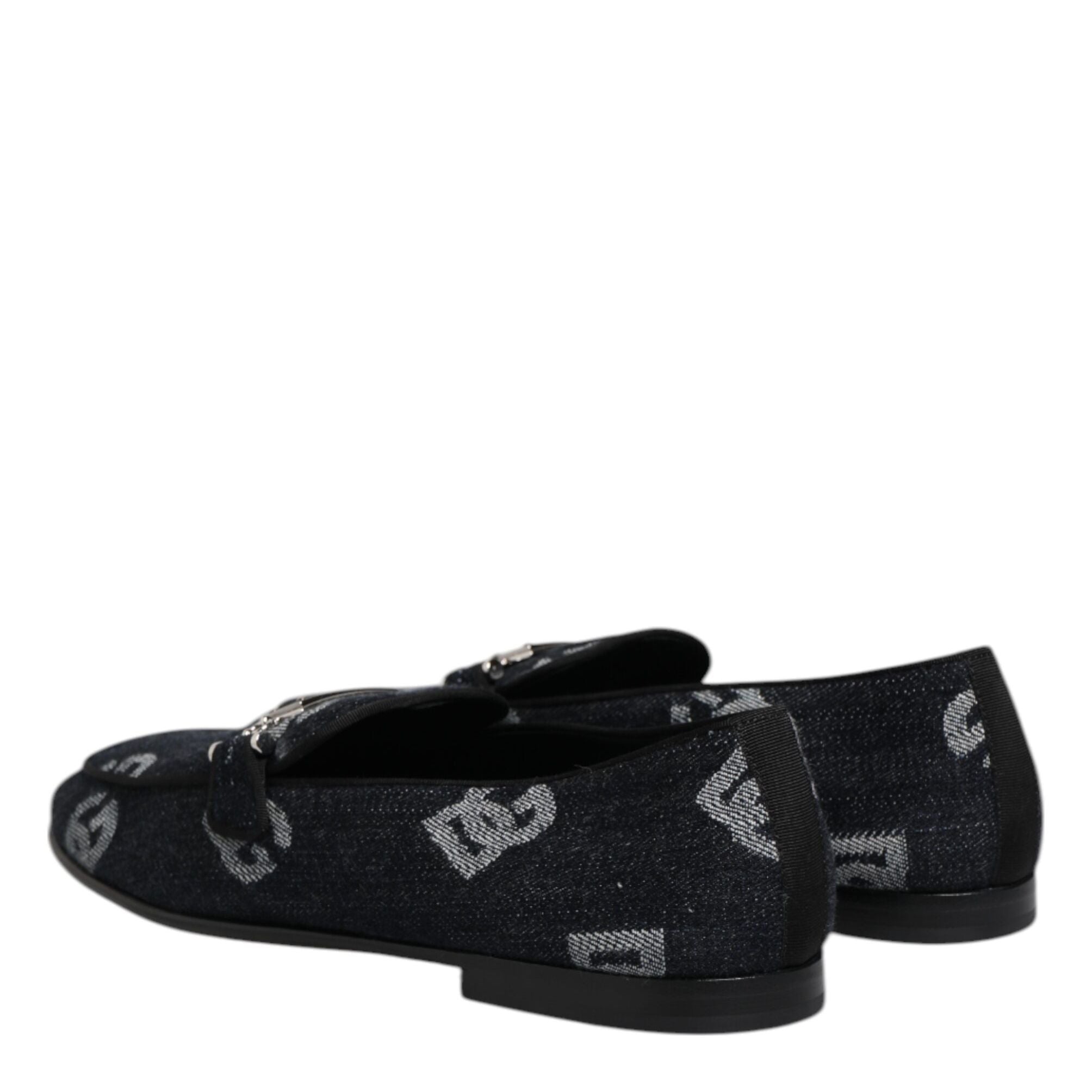 Dolce & Gabbana Blue Logo Cotton Loafers Formal Dress Shoes