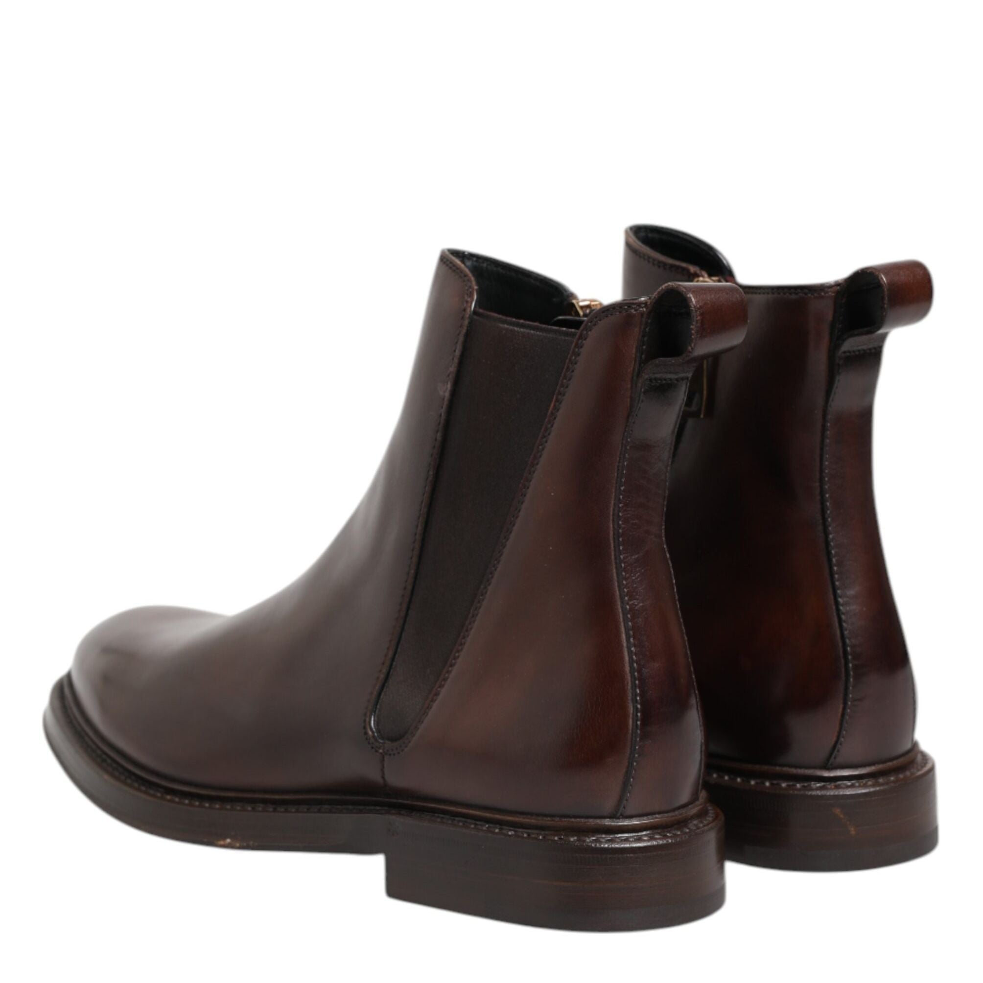 Dolce & Gabbana Brown Chelsea Leather Mid Calf Boots Shoes