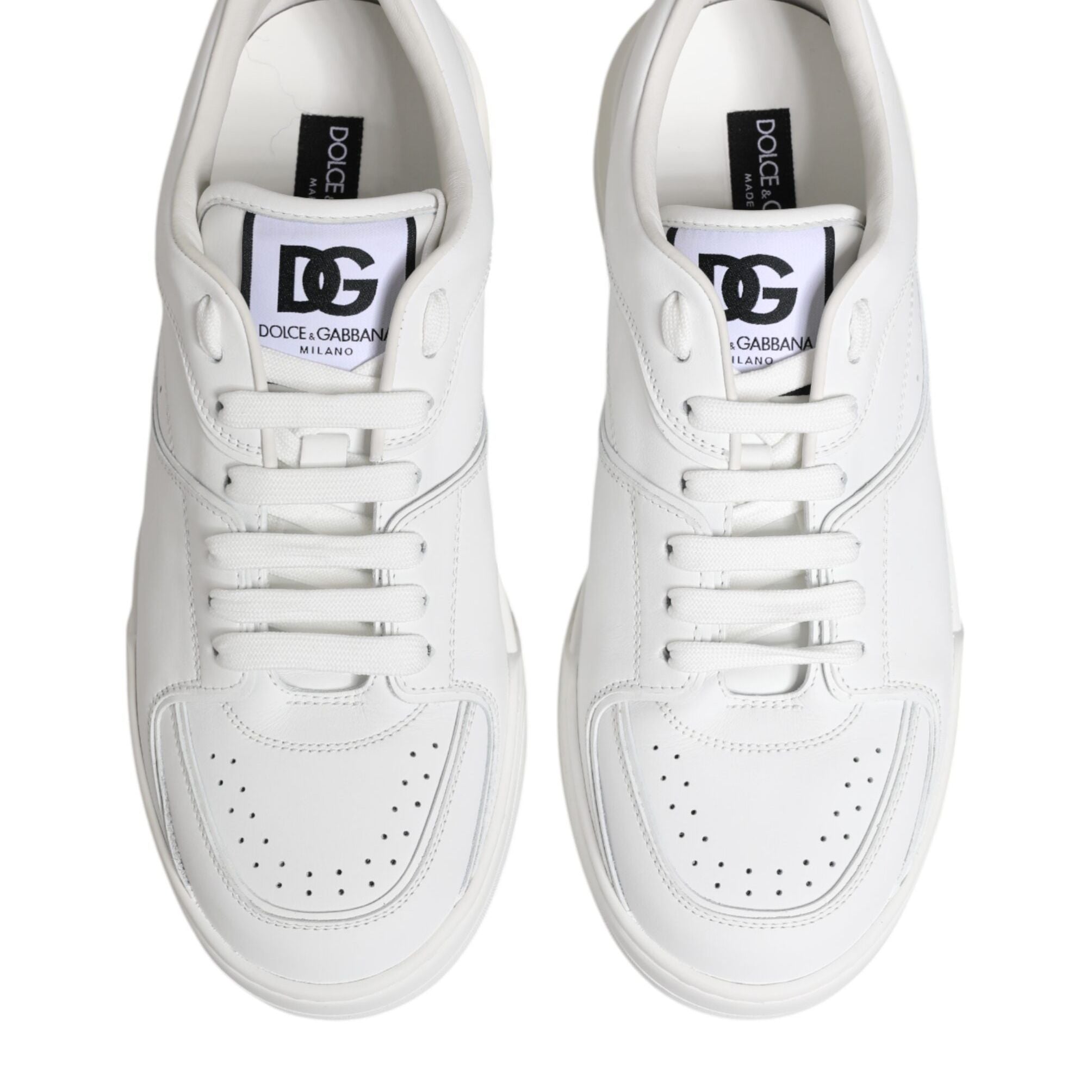 Dolce & Gabbana White Miami Leather Low Top Sneakers Shoes
