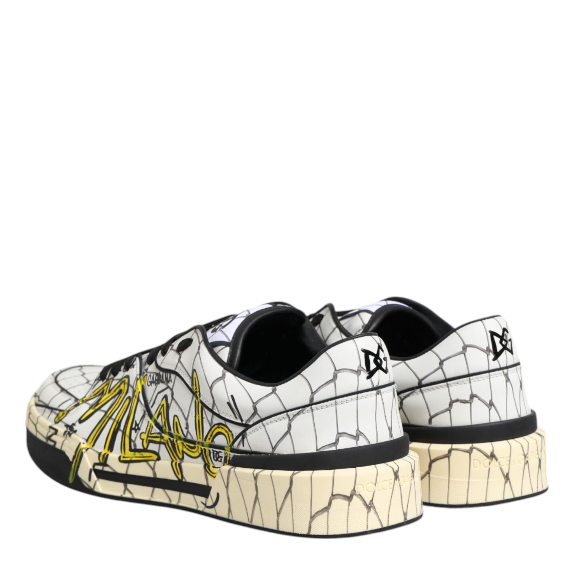 Dolce & Gabbana White Logo Print Low Top Men Sneakers Shoes