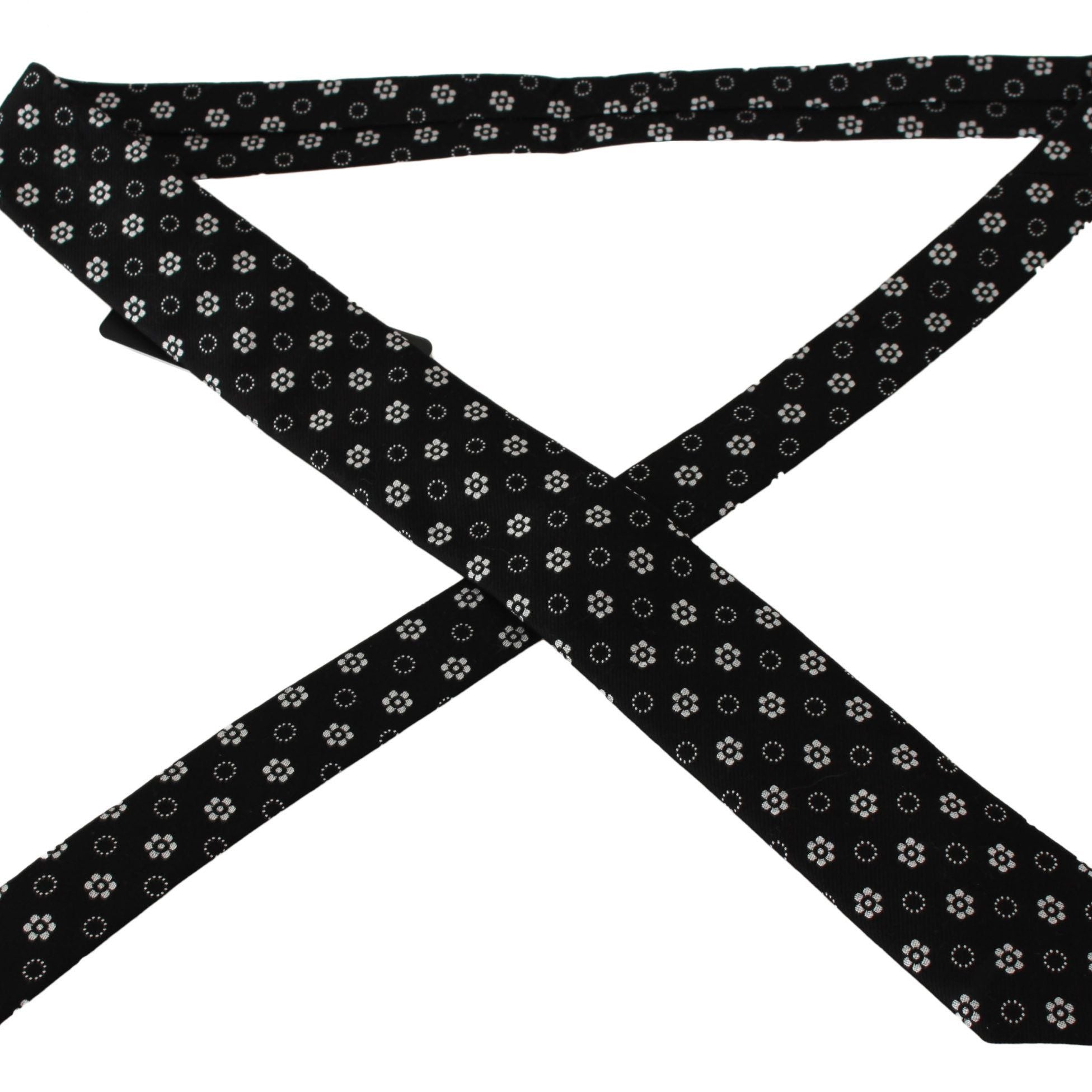Dolce & Gabbana Black 100% Silk Floral Print Print Classic Tie