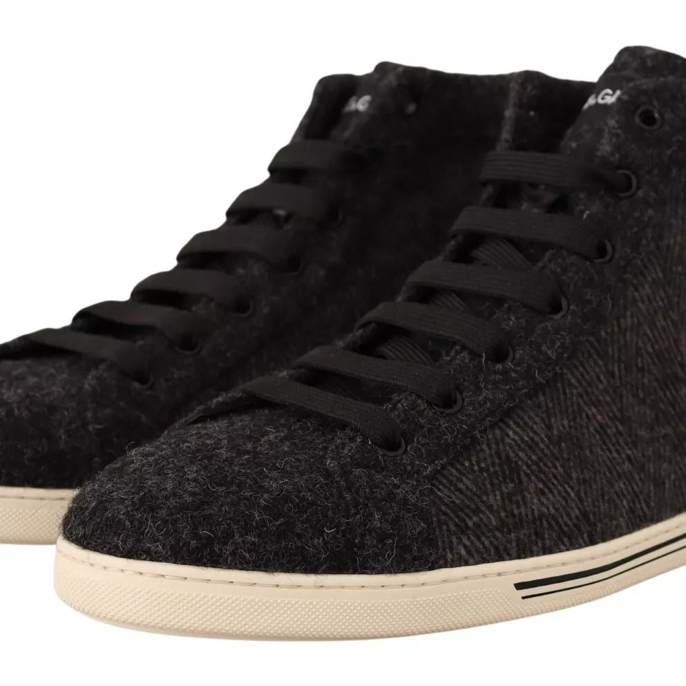 Dolce & Gabbana Gray Wool Cotton Casual High Top Sneakers