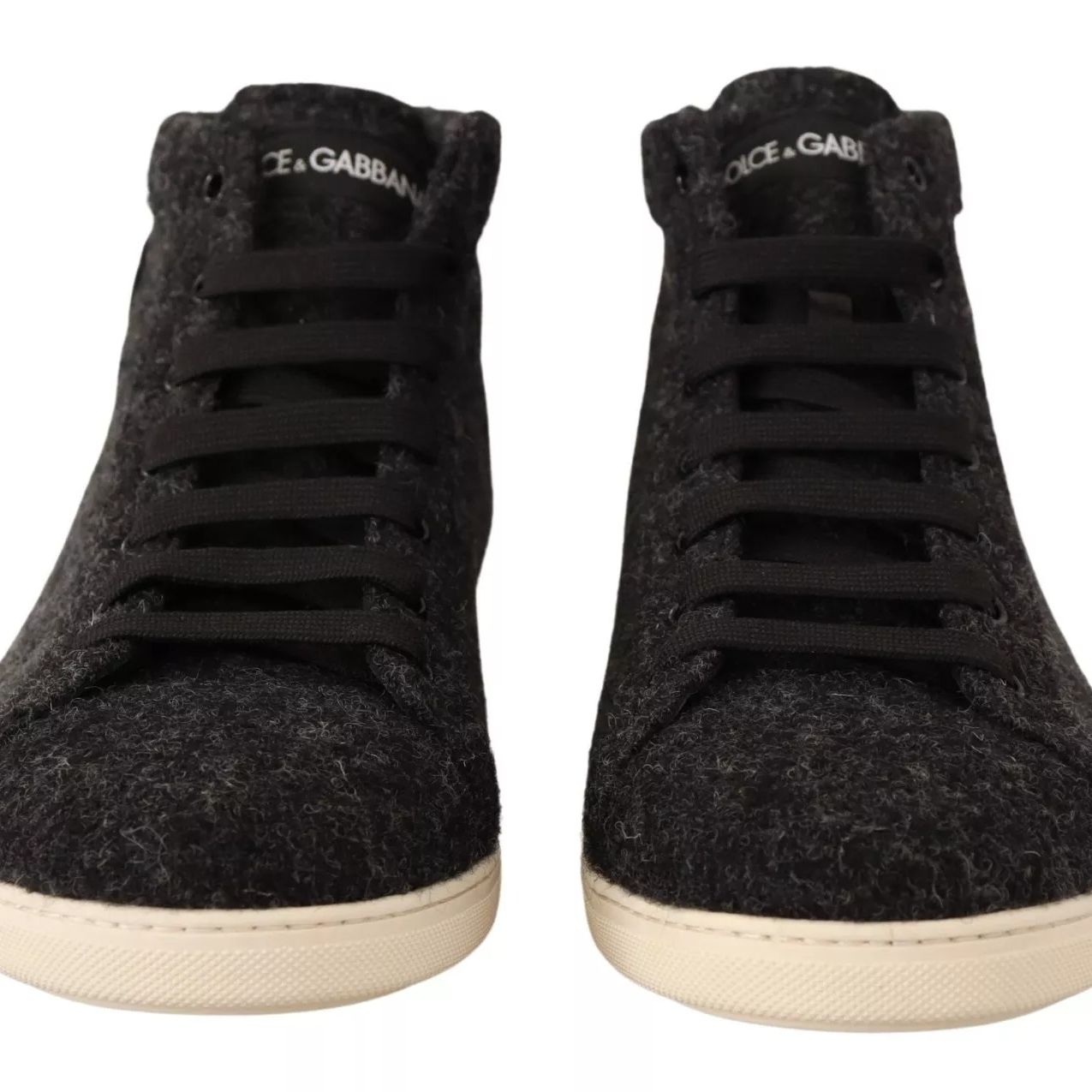 Dolce & Gabbana Gray Wool Cotton Casual High Top Sneakers