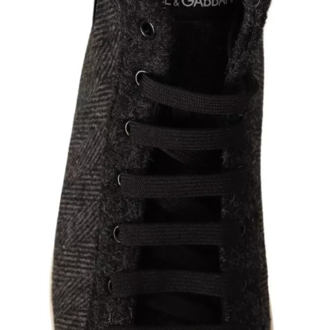 Dolce & Gabbana Gray Wool Cotton Casual High Top Sneakers