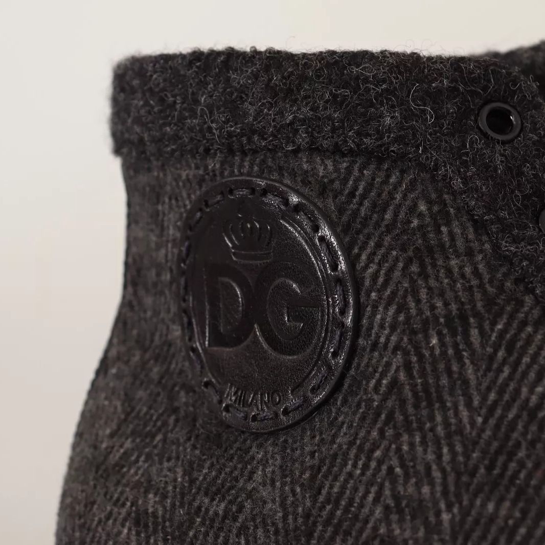 Dolce & Gabbana Gray Wool Cotton Casual High Top Sneakers