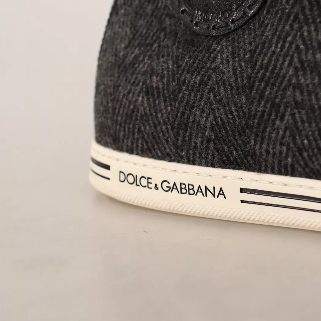 Dolce & Gabbana Gray Wool Cotton Casual High Top Sneakers