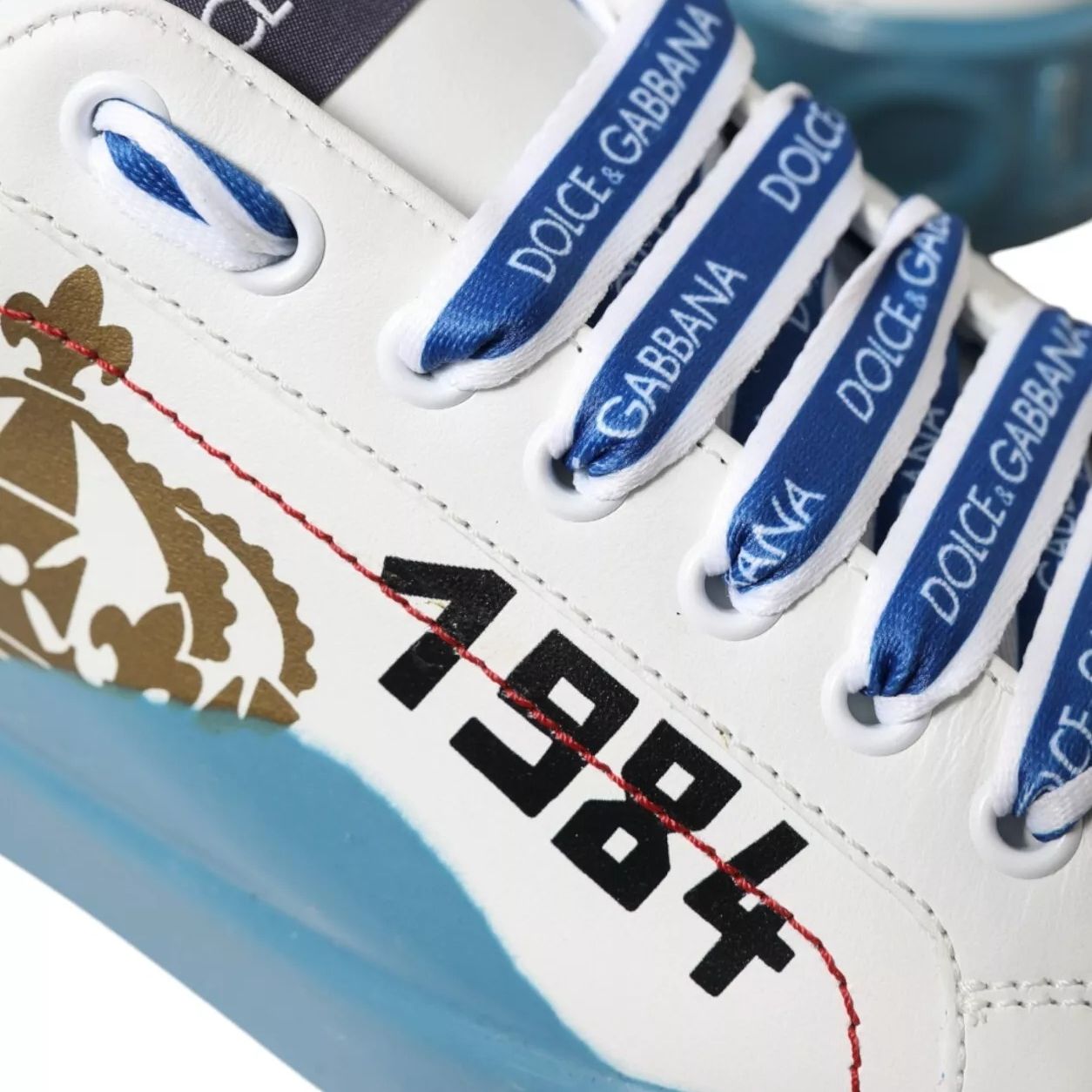 Dolce & Gabbana Blue White Printed Portofino Melt Sneakers