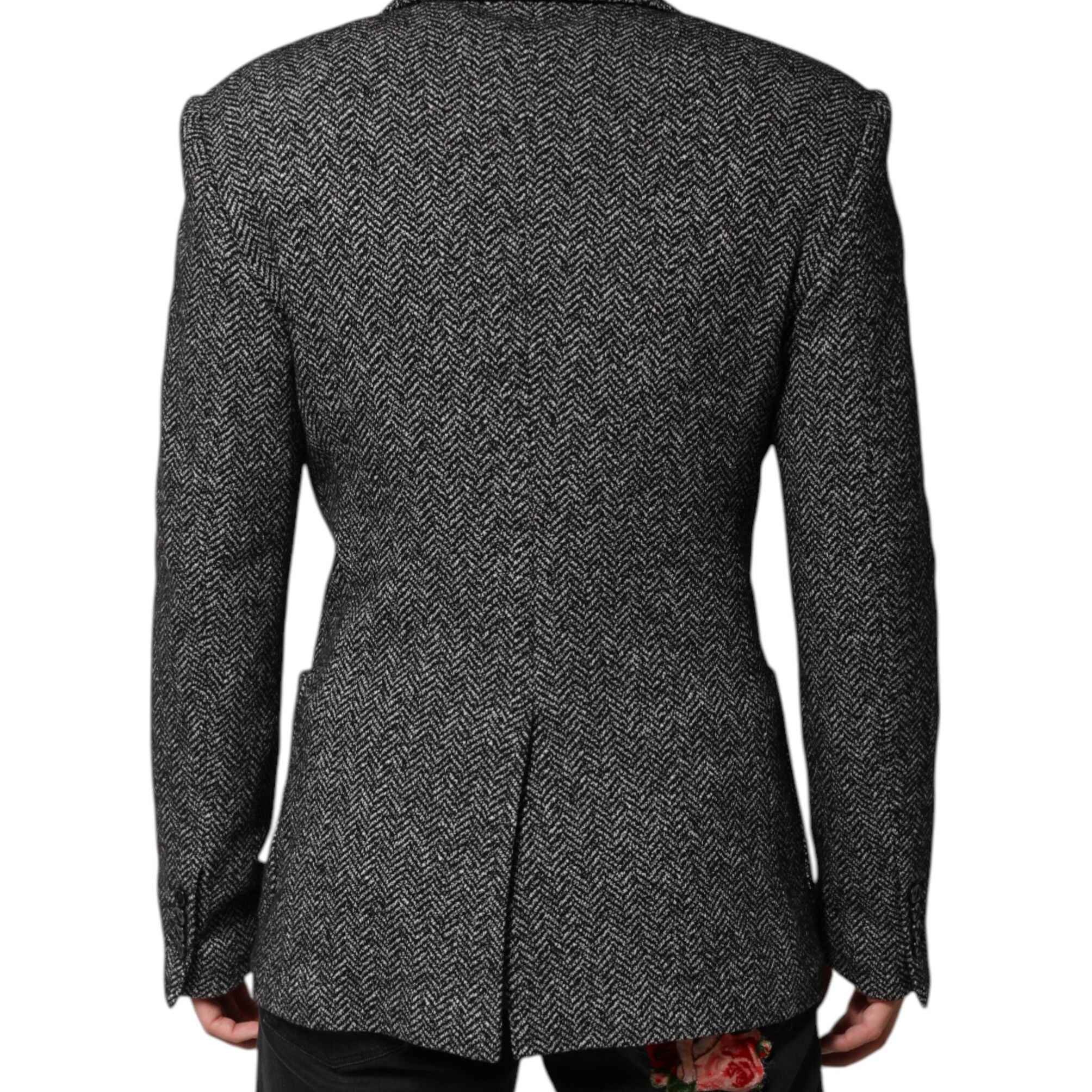Dolce & Gabbana Black White Double Breasted Men Suit Blazer