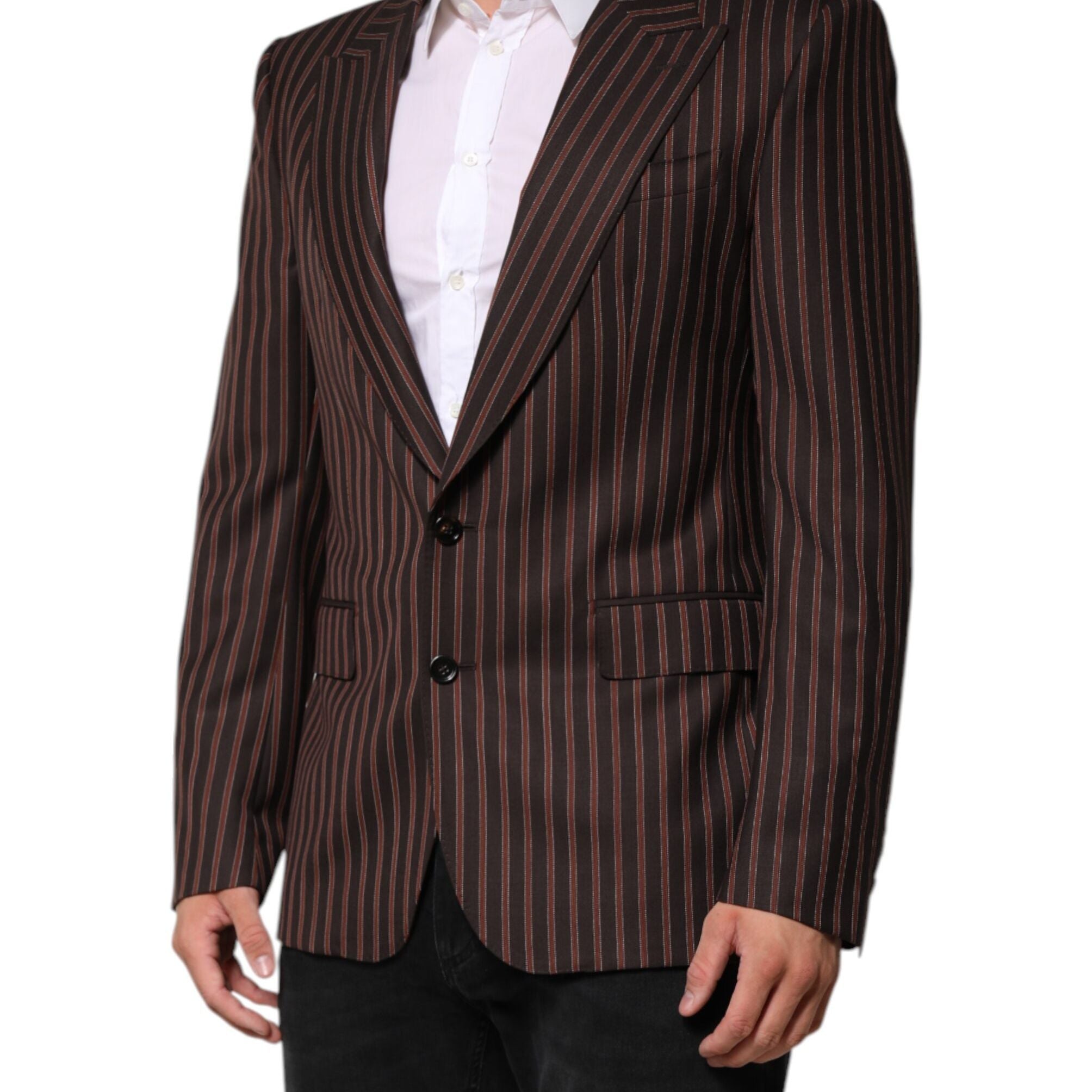 Dolce & Gabbana Black Brown Stripe Single Breasted Blazer