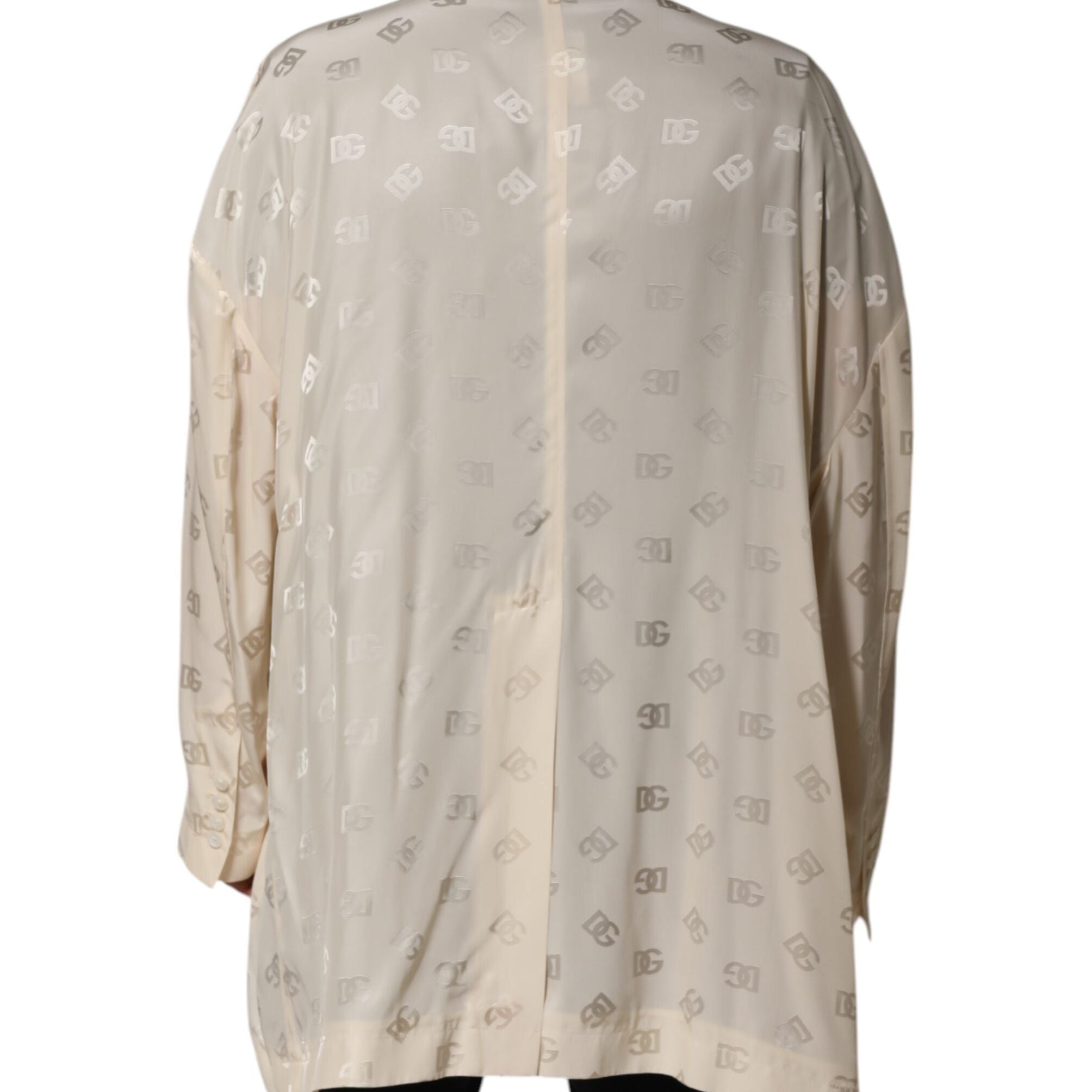 Dolce & Gabbana Beige Polyester Logo Monogram Coat Jacket