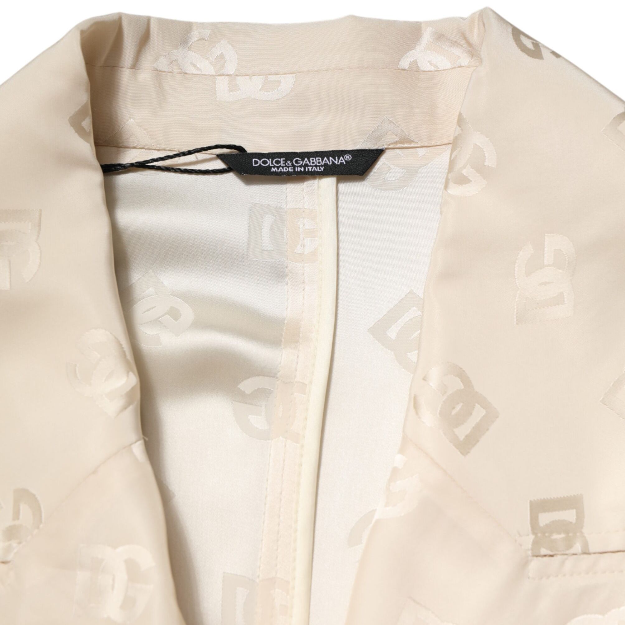 Dolce & Gabbana Beige Polyester Logo Monogram Coat Jacket
