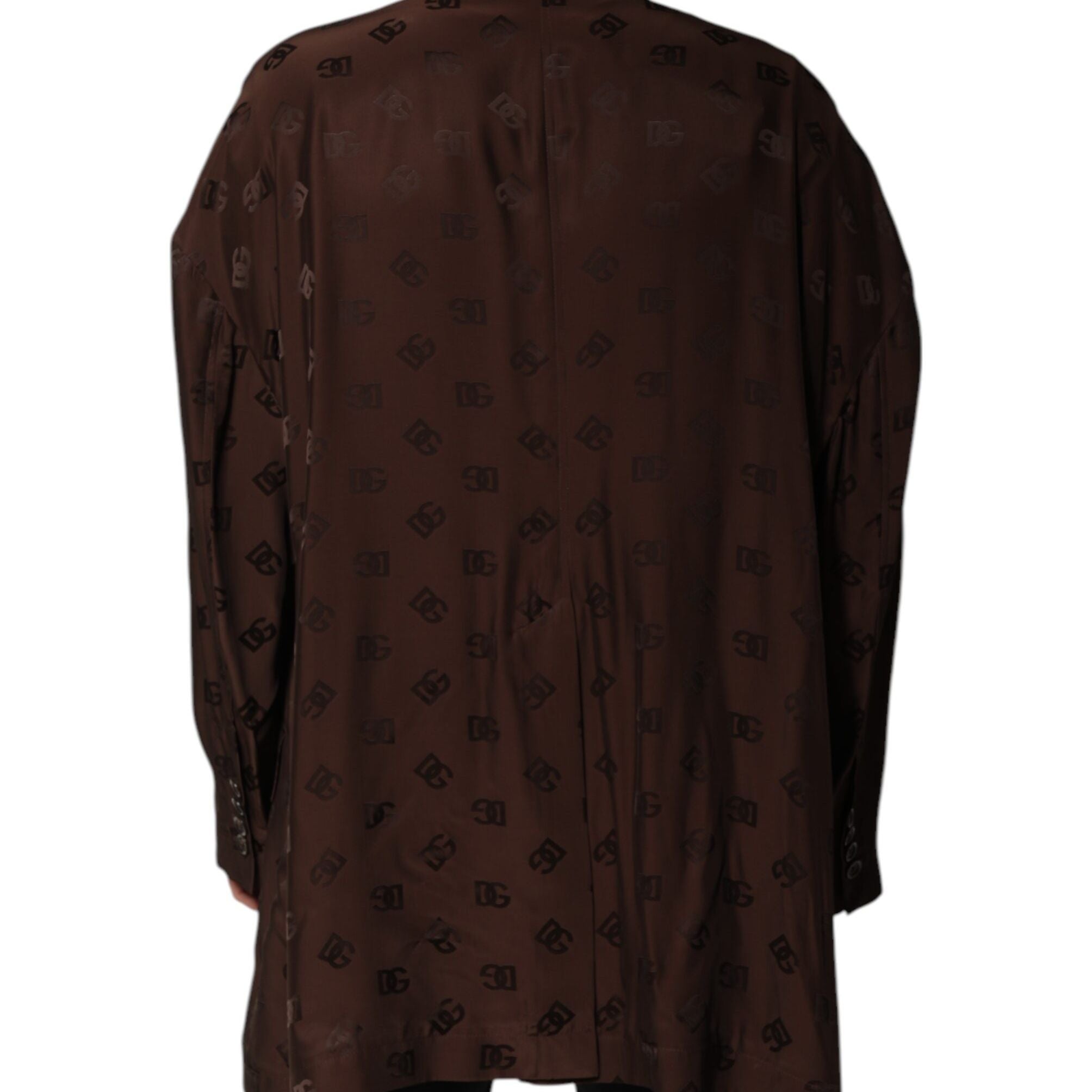 Dolce & Gabbana Brown Polyester Logo Monogram Coat Jacket