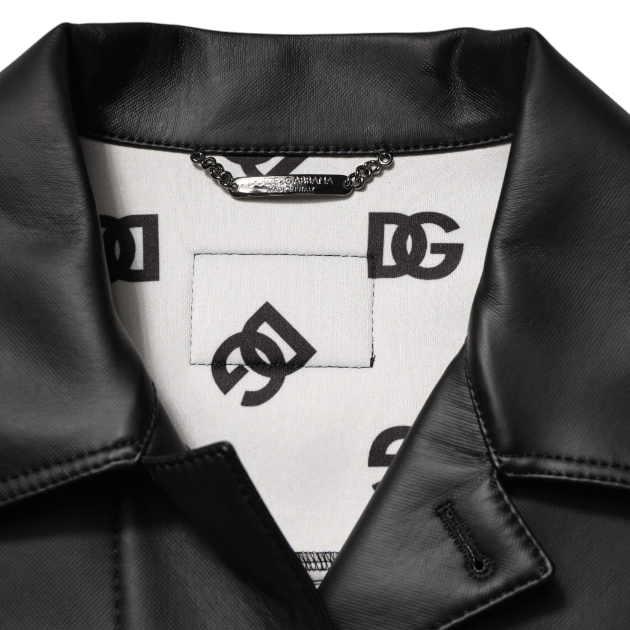 Dolce & Gabbana Black Polyester Button Down Biker Jacket