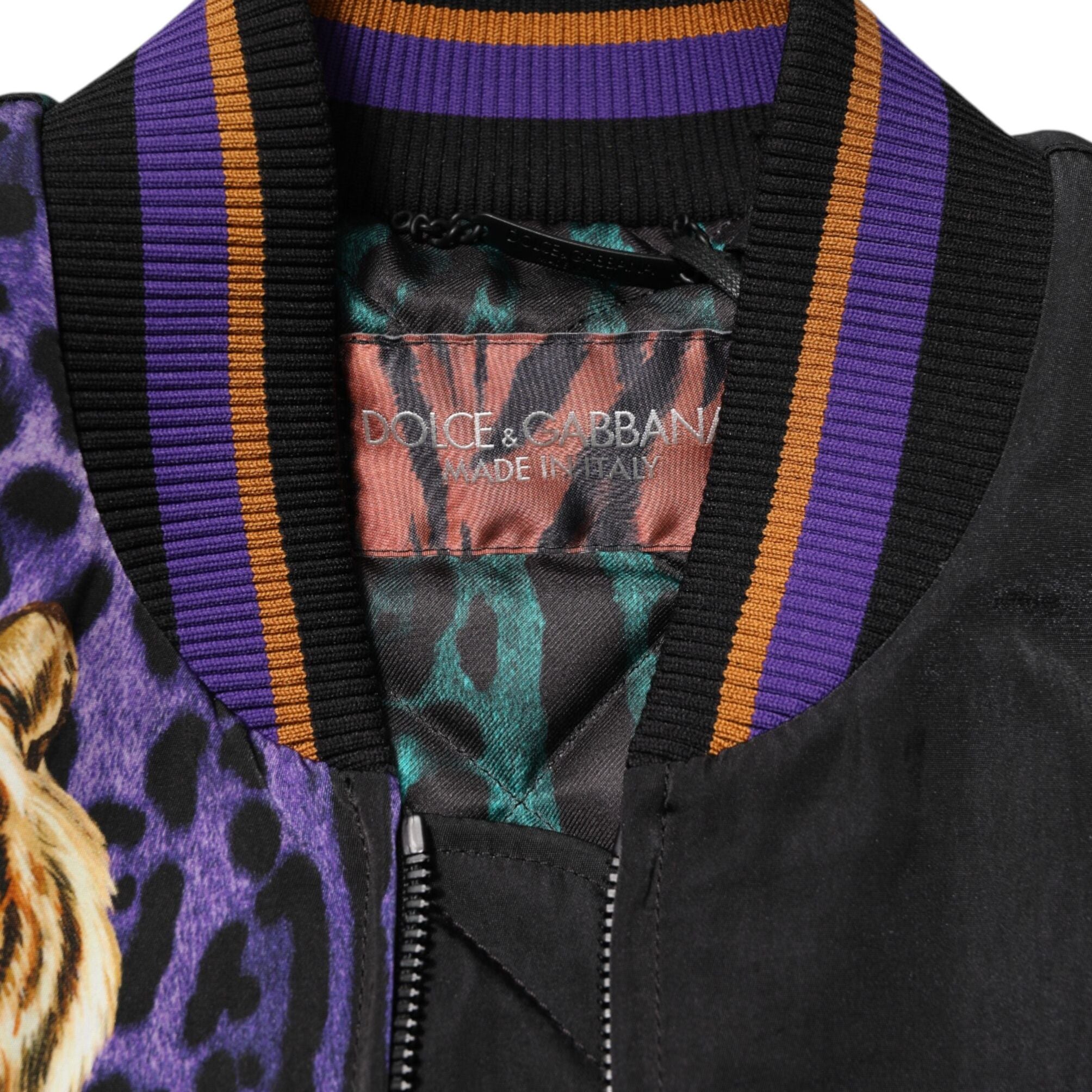 Dolce & Gabbana Multicolor Tiger Print Men Bomber Jacket
