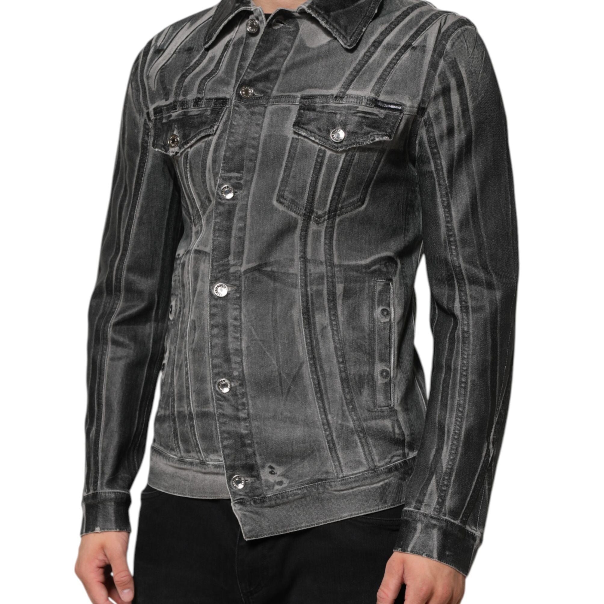 Dolce & Gabbana Gray Washed Cotton Stretch Denim Jacket