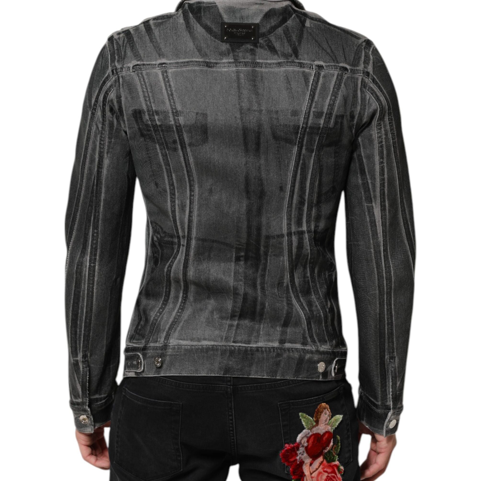 Dolce & Gabbana Gray Washed Cotton Stretch Denim Jacket