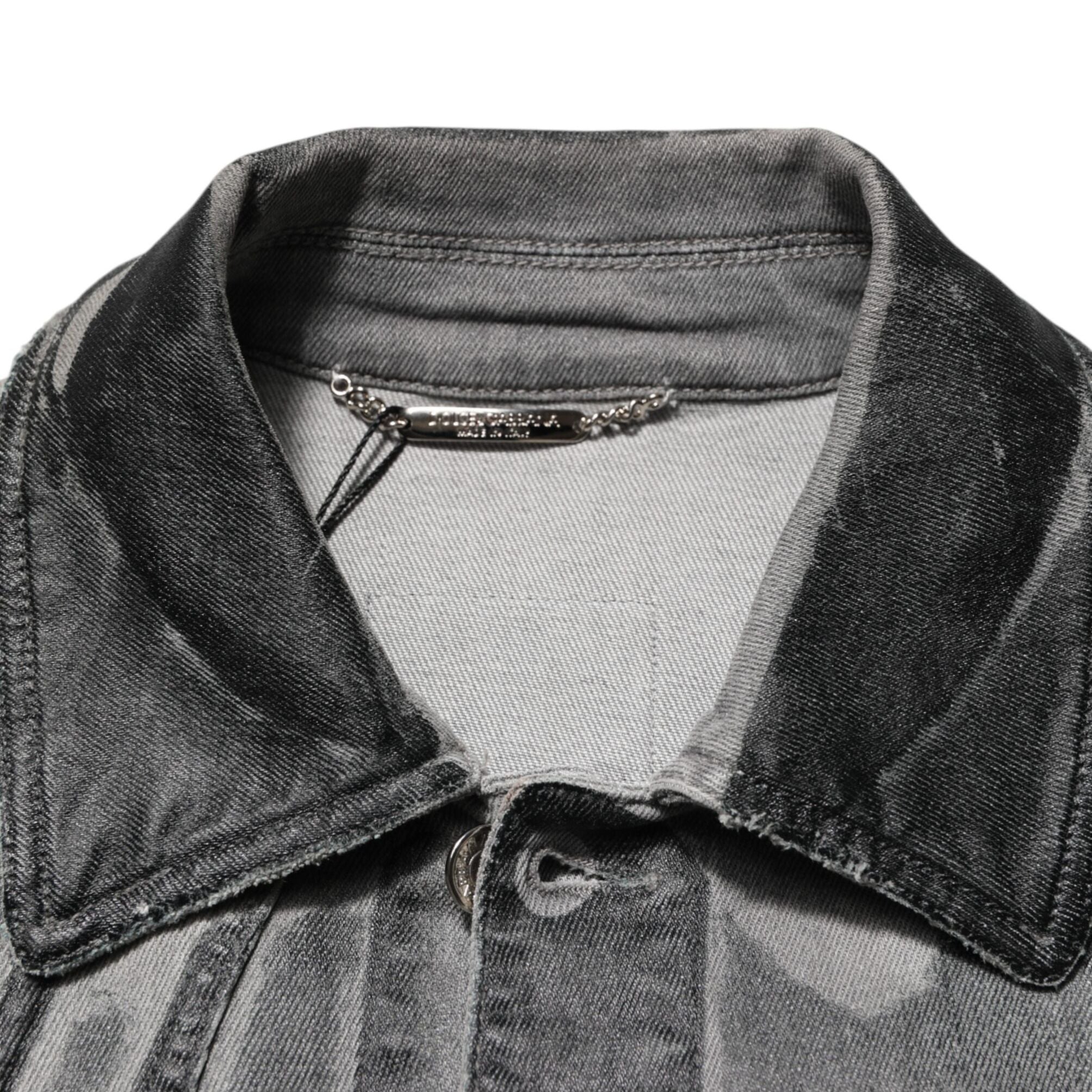 Dolce & Gabbana Gray Washed Cotton Stretch Denim Jacket