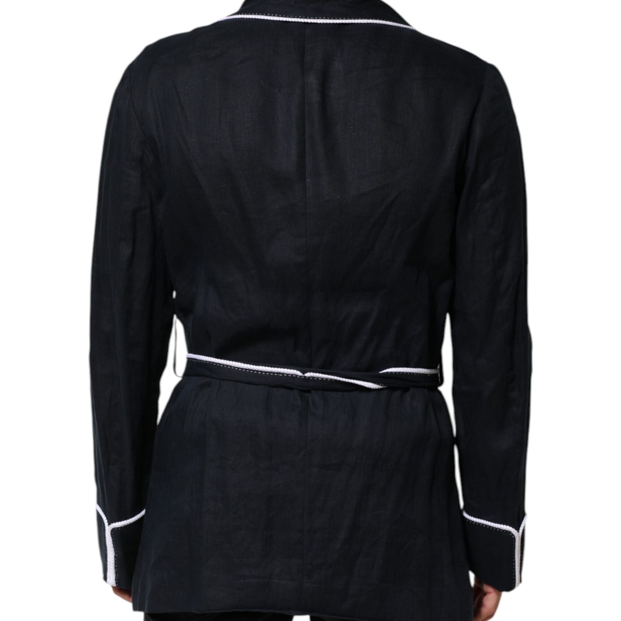Dolce & Gabbana Dark Blue DG Embroidery Jacket Robe Blazer