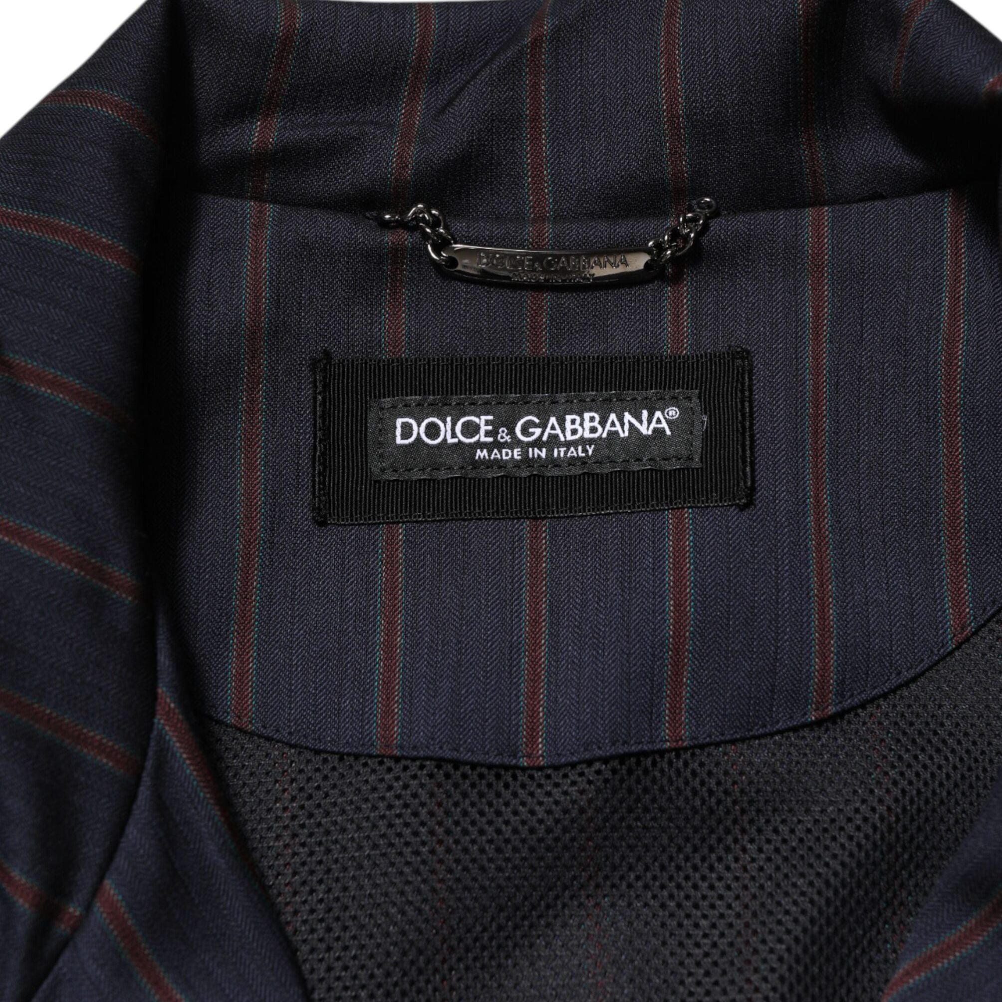 Dolce & Gabbana Blue Red Striped Logo Plaque Full Zip Jacket