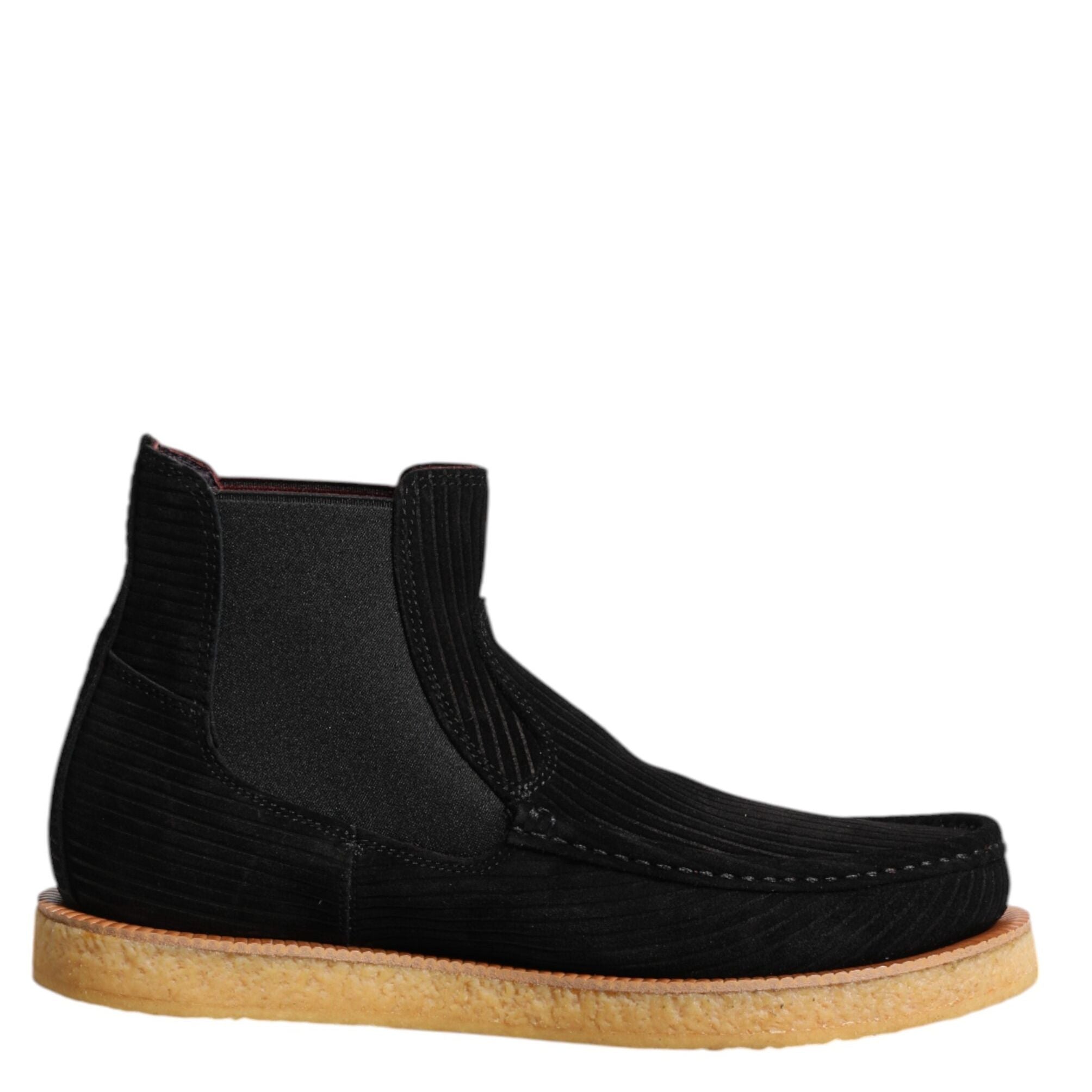 Dolce & Gabbana Black Calf Suede Slip On Ankle Boots Shoes