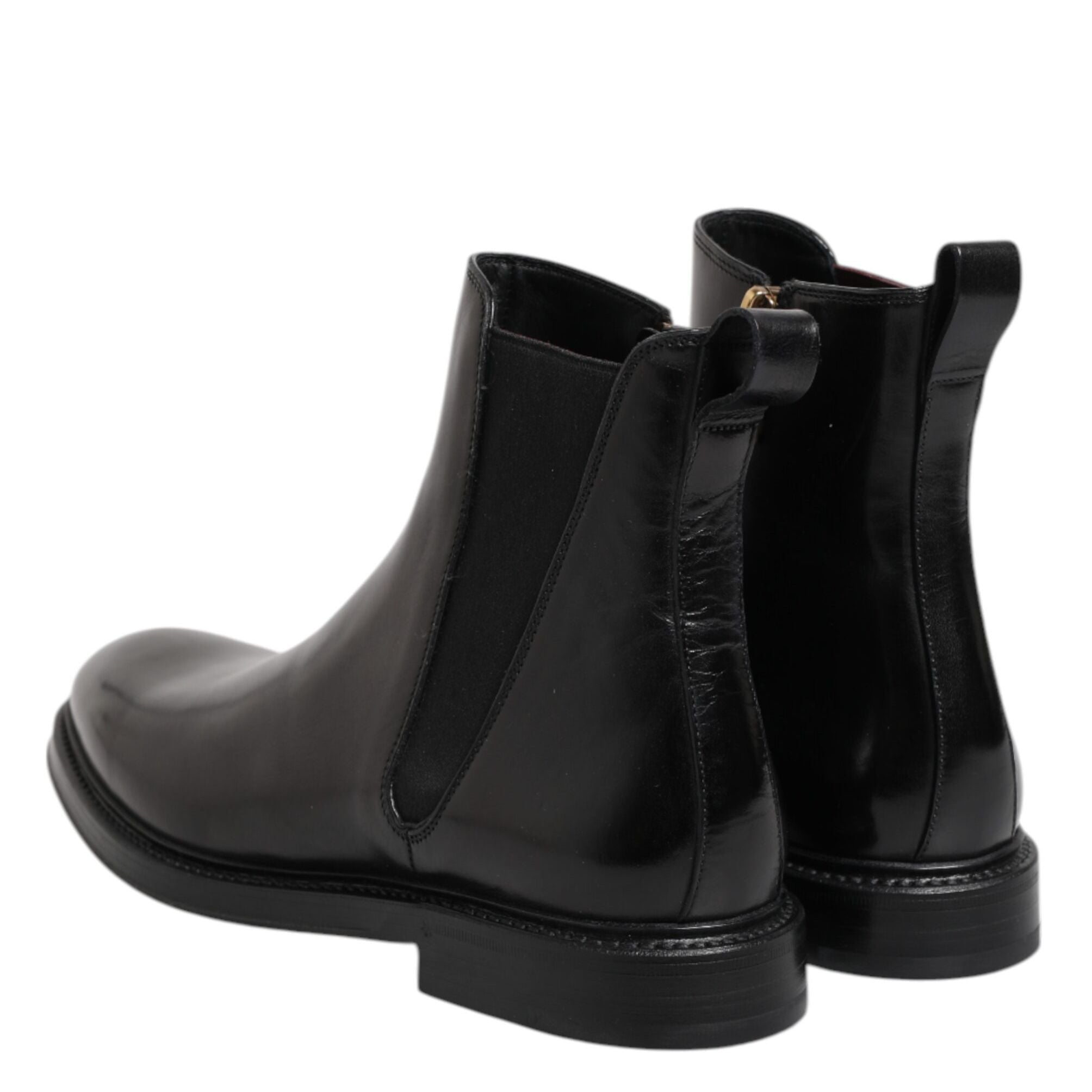 Dolce & Gabbana Black Chelsea Leather Mid Calf Boots Shoes